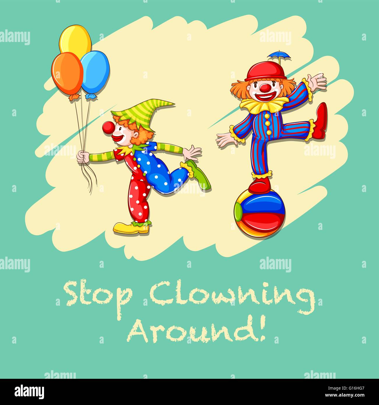 Idiom dicendo stop clowning around Illustrazione Vettoriale