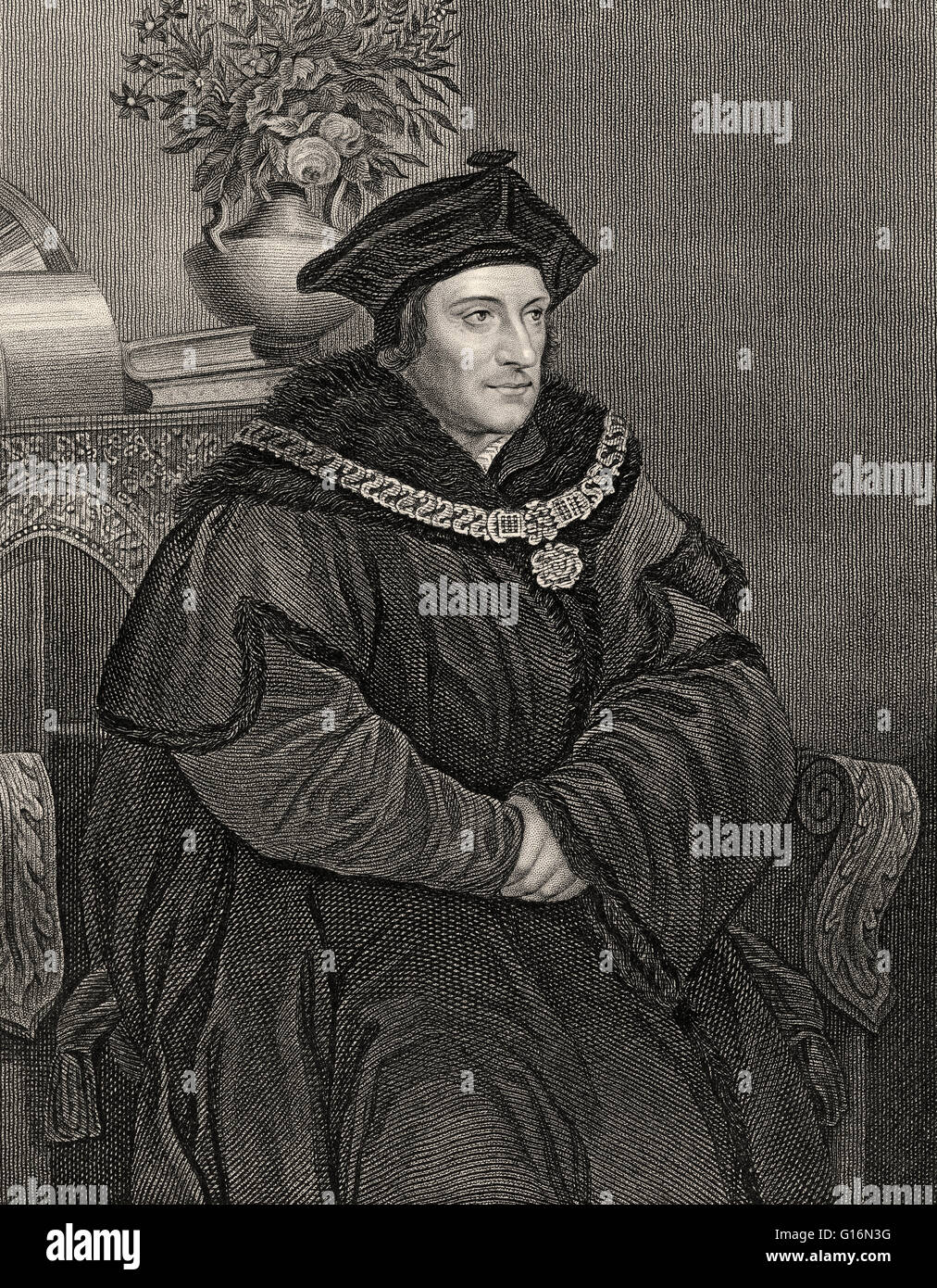 Sir Thomas More, Thomas Morus o più, 1478 - 1535, un statista inglese, scrittore umanista e un santo e martire del romano Ca Foto Stock