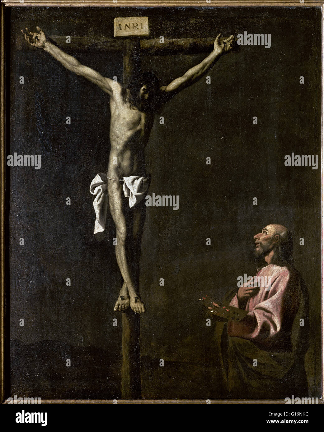 Francisco de Zurbaran (1598-1664). Pittore spagnolo. Il Cristo crocifisso con un pittore, ca. 1650. Il Museo del Prado. Madrid. Spagna. Foto Stock