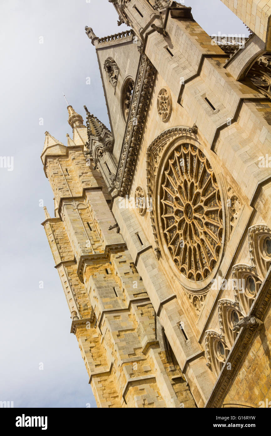 Famosa Cattedrale di Leon in Spagna Foto Stock