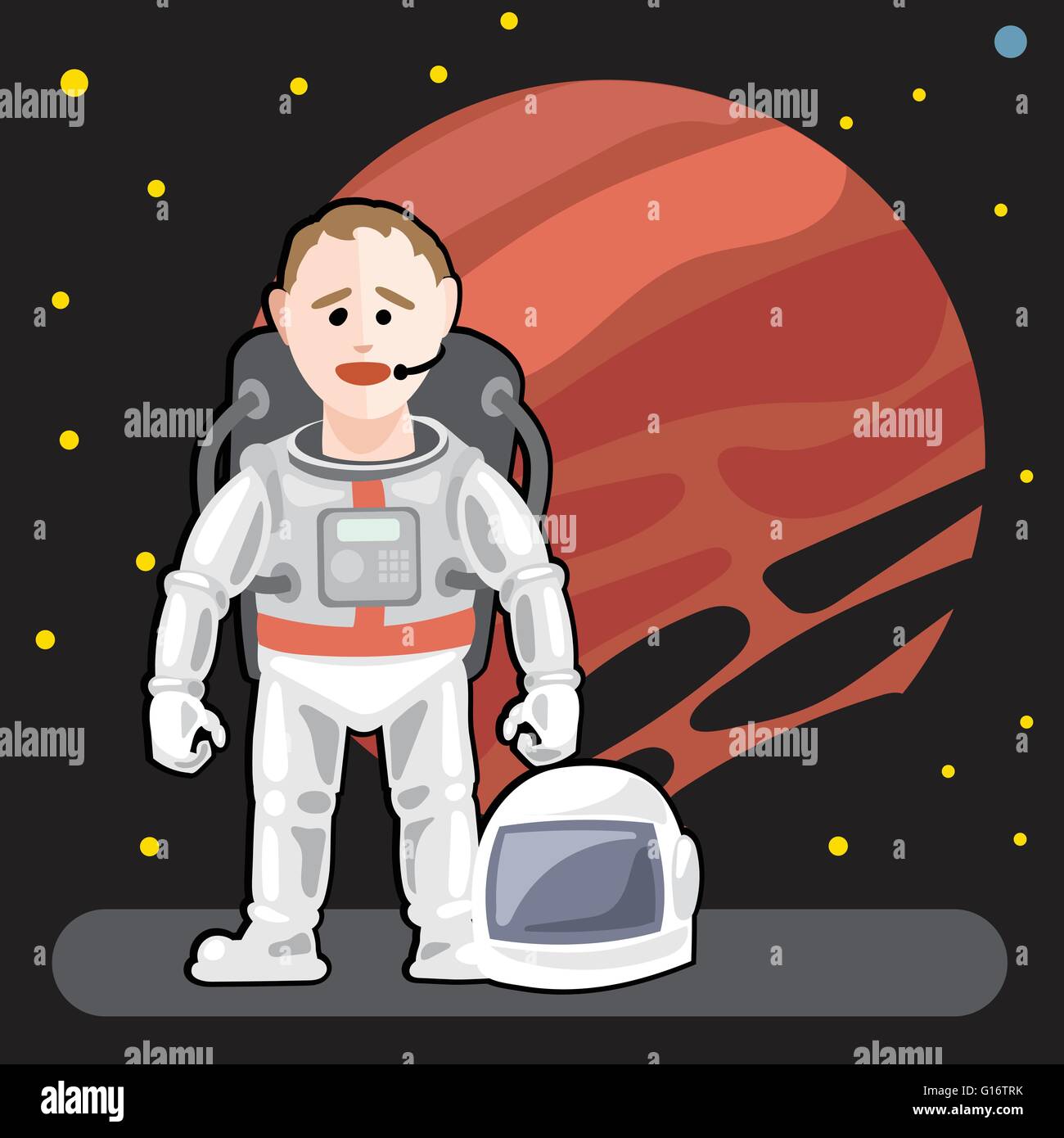 Spaceman nello spazio con le stelle sullo sfondo Illustrazione Vettoriale