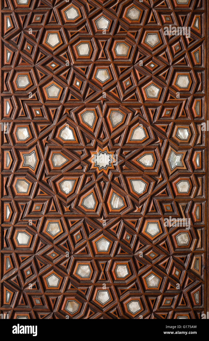 Modello islamico incisione su legno Foto Stock