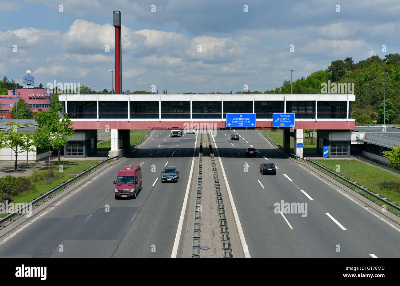 Autobahnbruecke Dreilinden, AVUS, Zehlendorf, Berlino, Deutschland / Autobahnbrücke Foto Stock
