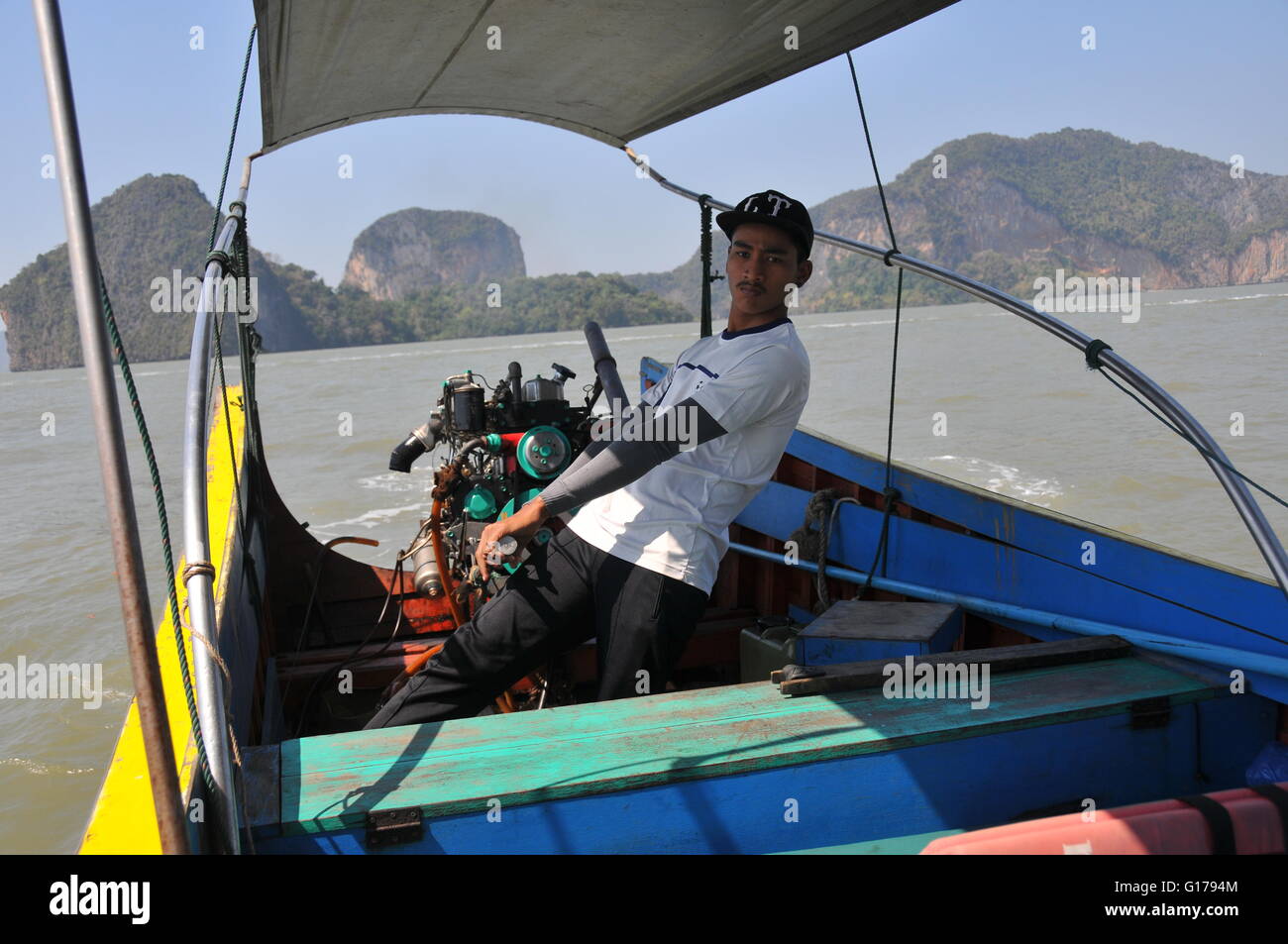 Lunga coda di barca Thailandia Foto Stock