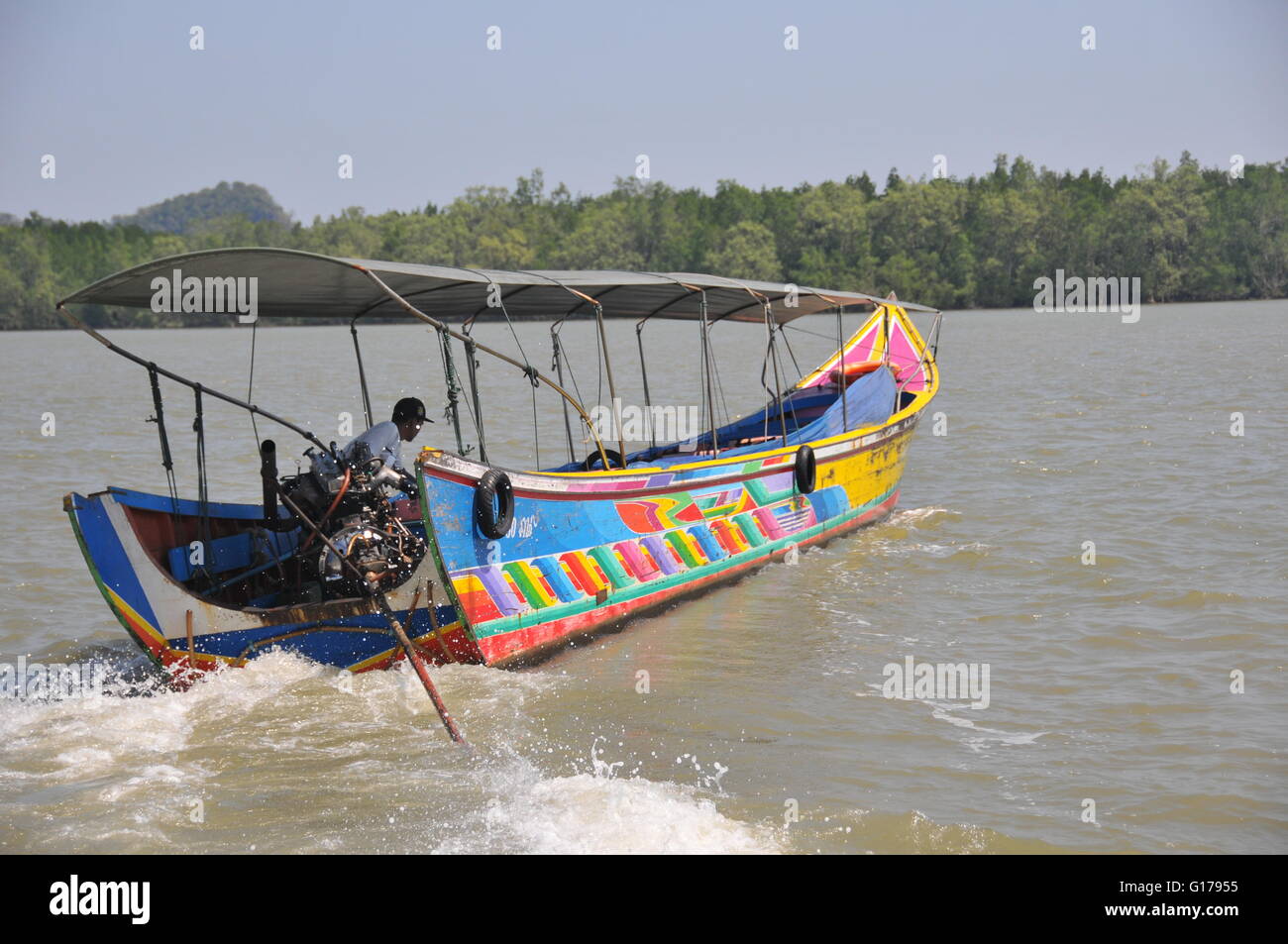 Lunga coda di barca Thailandia Foto Stock