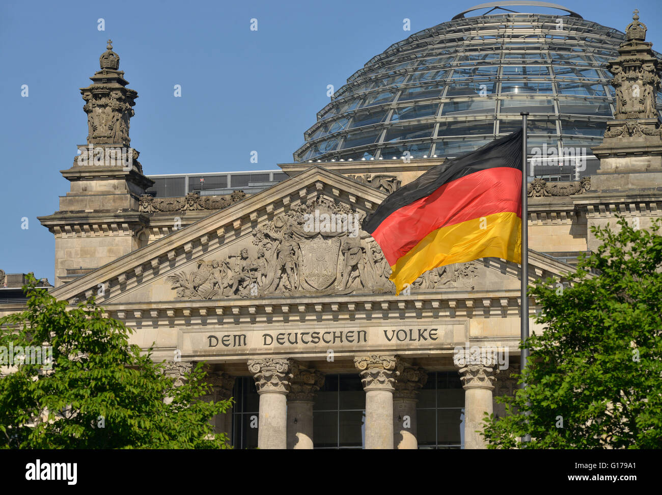 Giebel, Reichstag, il Tiergarten di Berlino, Deutschland Foto Stock