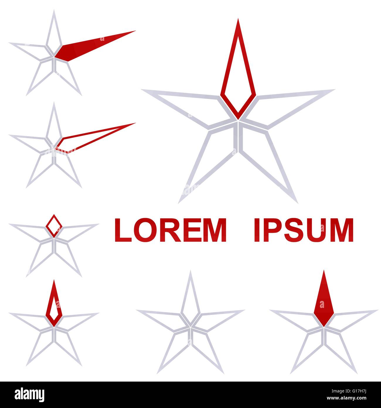 Rosso e grigio logo star impostato Illustrazione Vettoriale