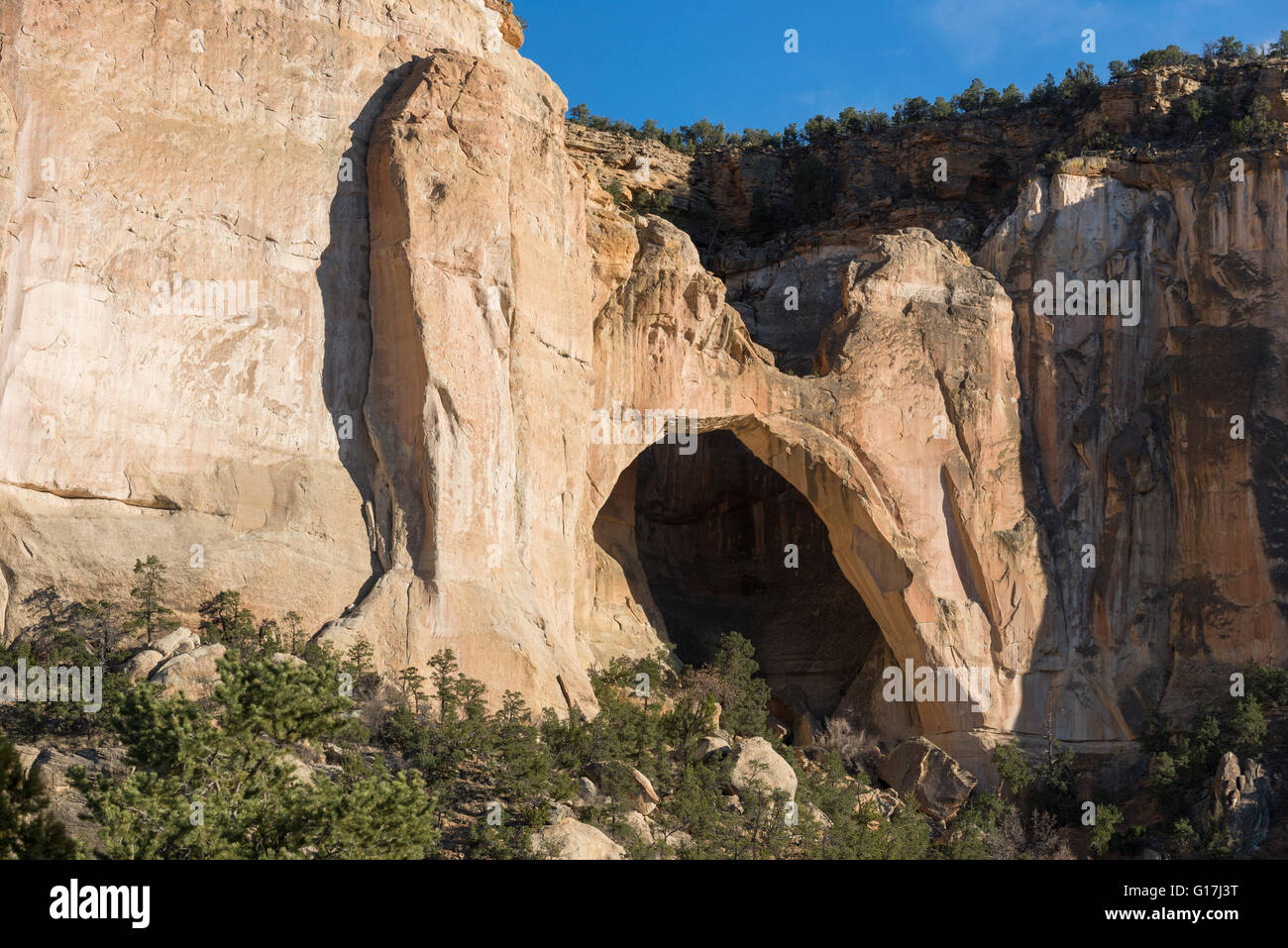 La ventana arco naturale di El Malpais monumento nazionale, Nuovo Messico. Foto Stock