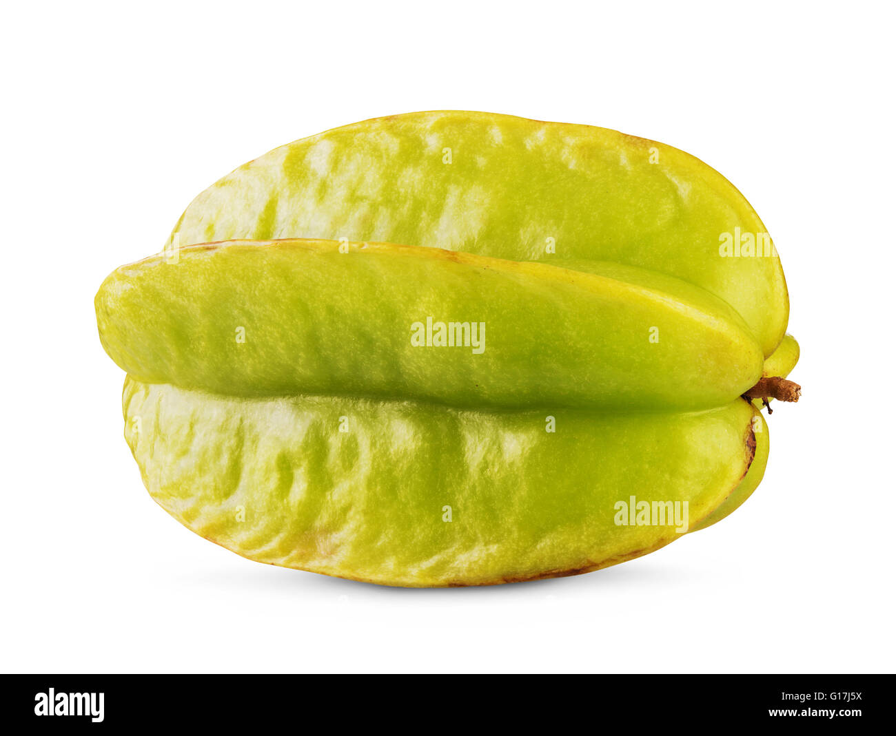 Giallo-verde carambole star fruit isolati su sfondo bianco Foto Stock
