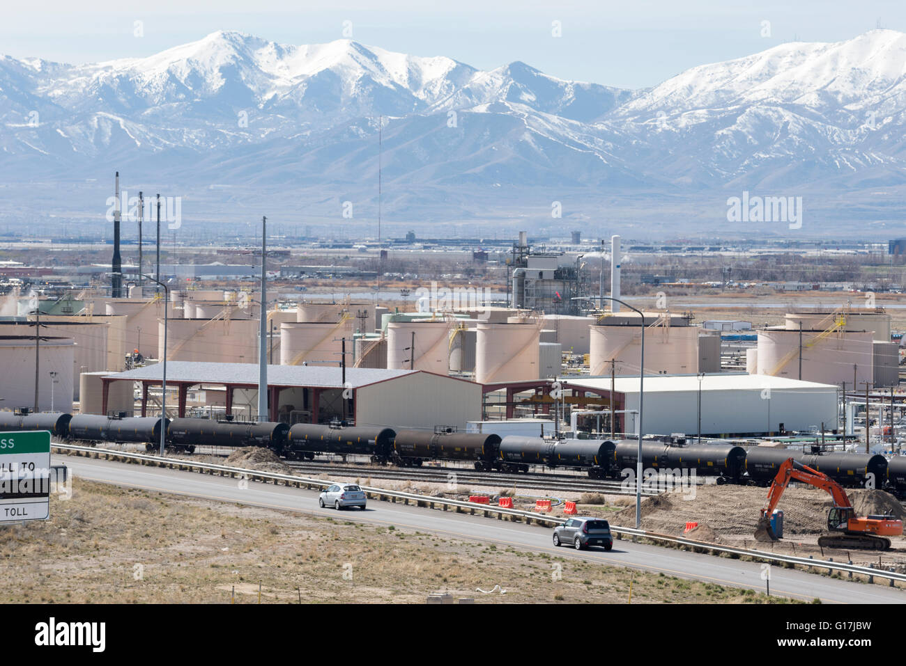 Raffineria di petrolio nella zona industriale di Utah Salt Lake Valley. Foto Stock