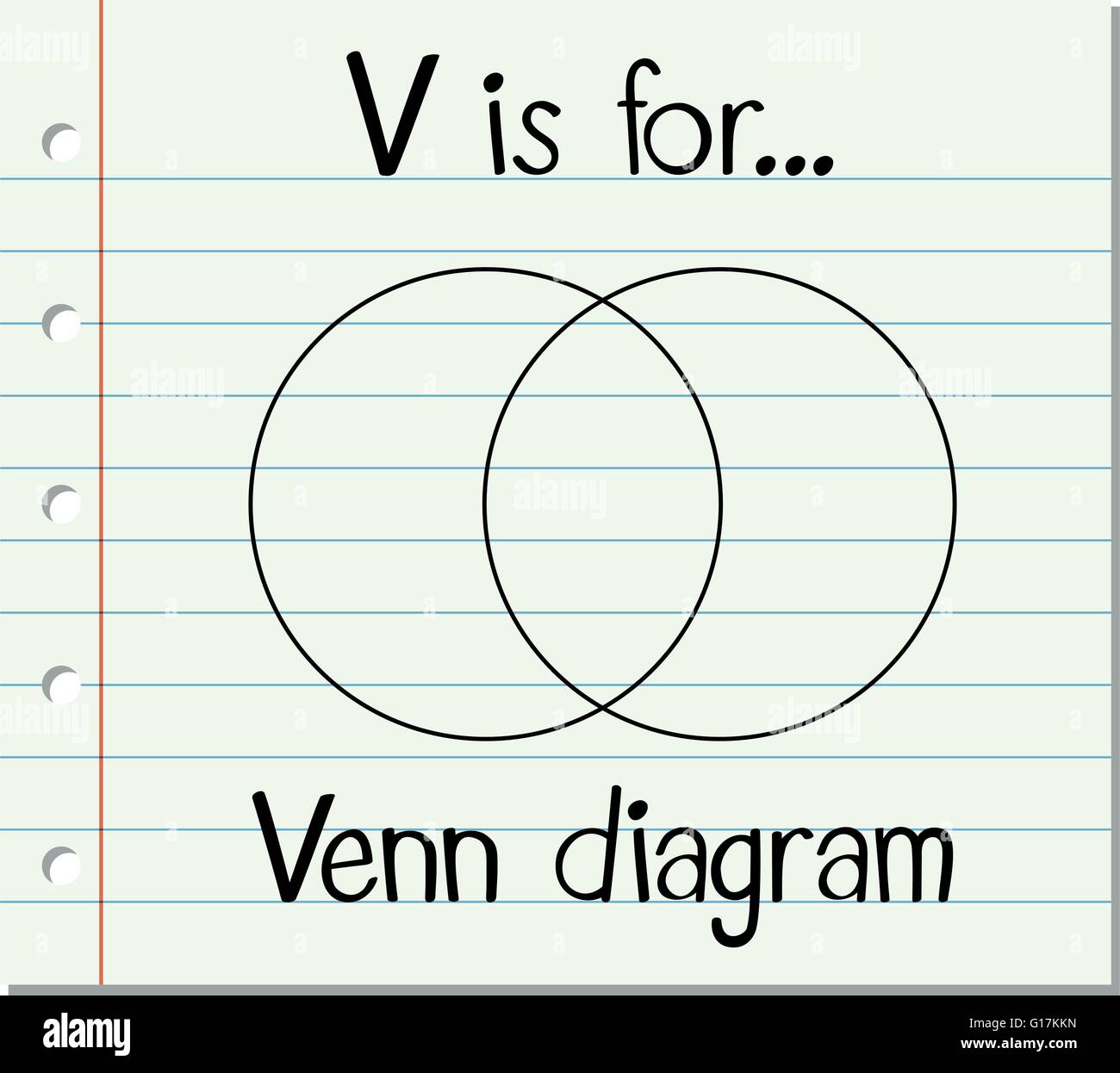 Flashcard lettera V è per il diagramma di Venn illustrazione Illustrazione Vettoriale
