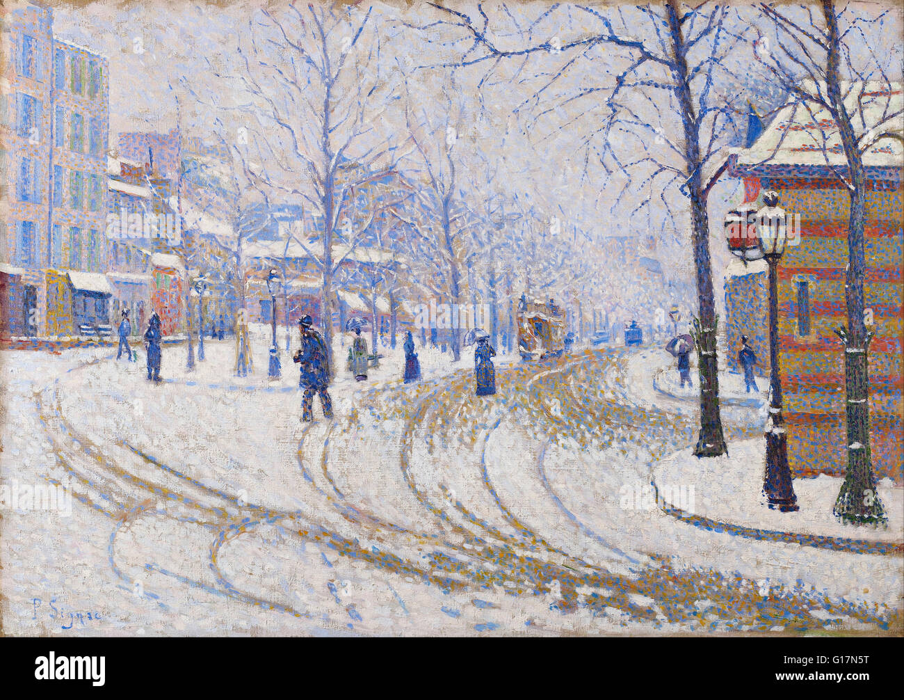 Paul Signac - neve, Boulevard de Clichy, Paris - Minneapolis Institute of Art Foto Stock