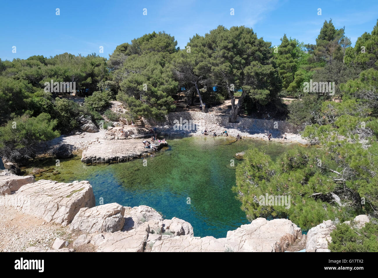 Il 'Dead mare" (Mrtvo più), un lago di acqua salata di isola di Lokrum, Dubrovnik, Croazia Foto Stock