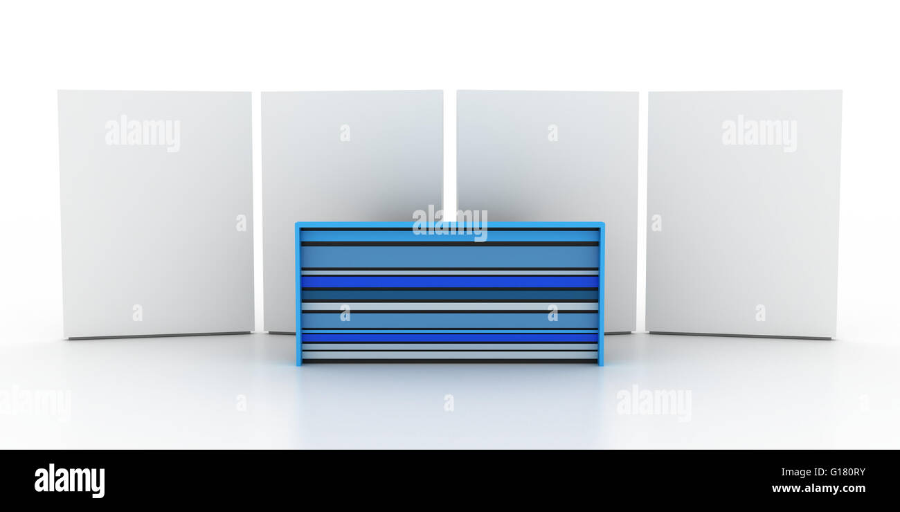 Svuotare stand fieristico, spazio copia illustrazione, rendering 3D Foto Stock