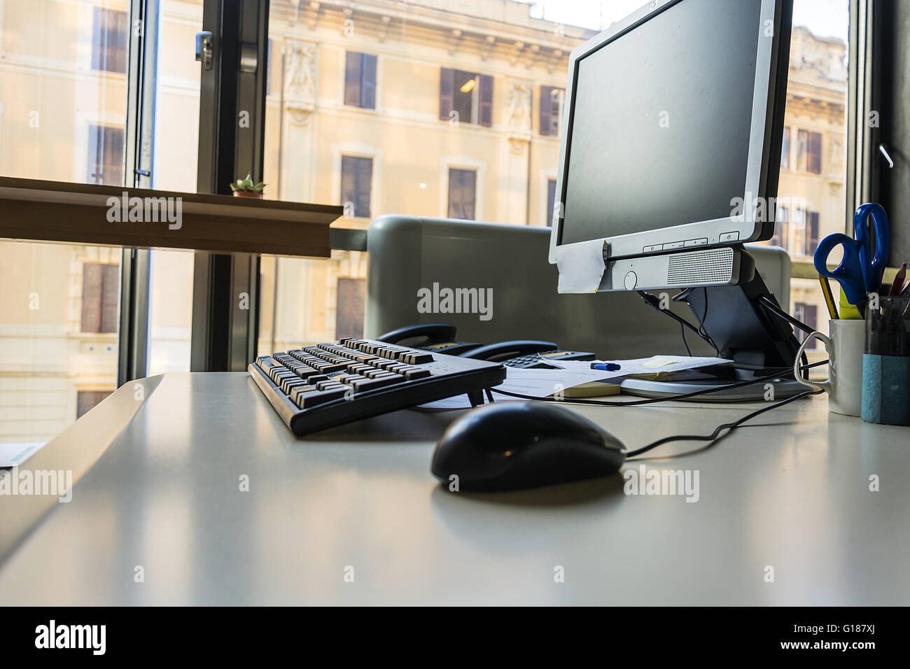 Efficiente e moderna area di lavoro di Office Foto Stock