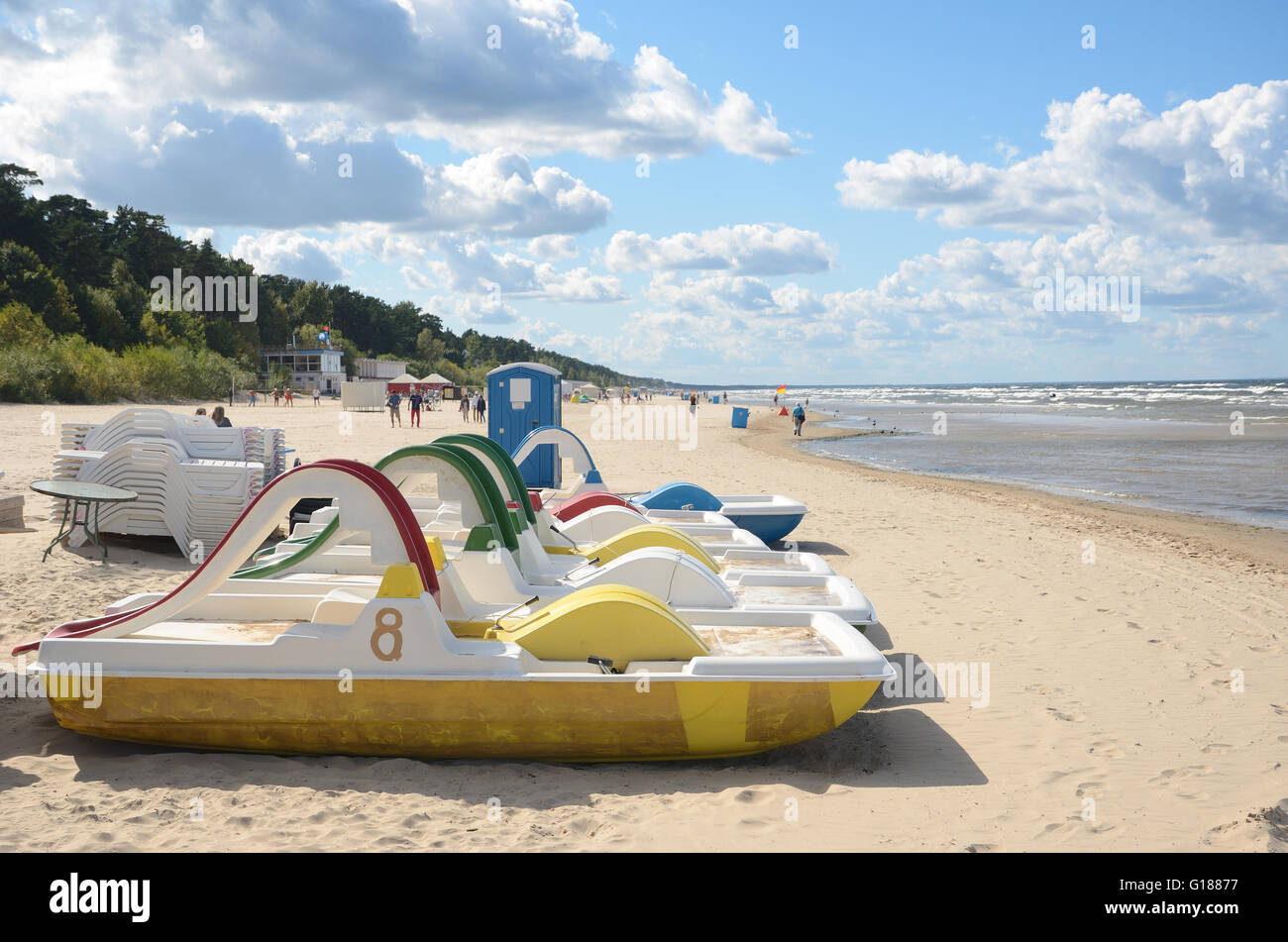 Famosa spiaggia del resort lettone città Jurmala Foto Stock