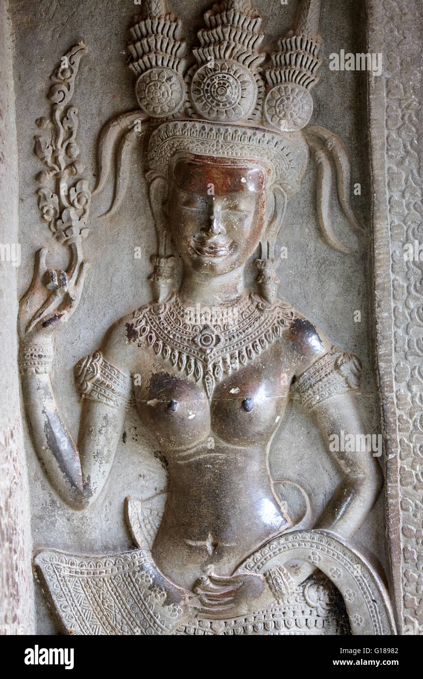 Bar sollievo a Angkor Wat, Siem Reap, Cambogia Foto Stock