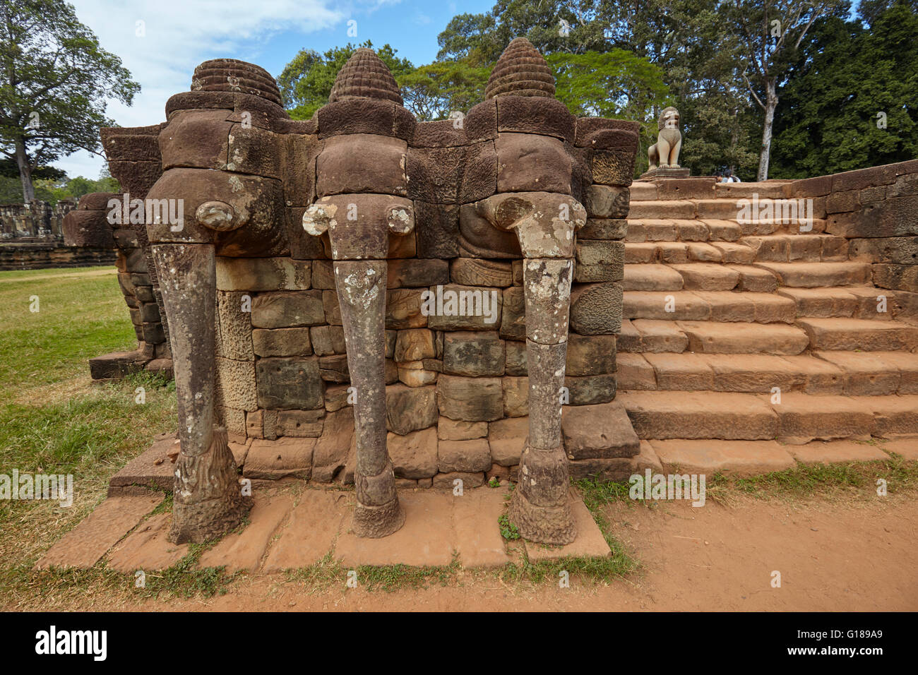 Terrazza degli Elefanti a Angkor Thom, Cambogia Foto Stock