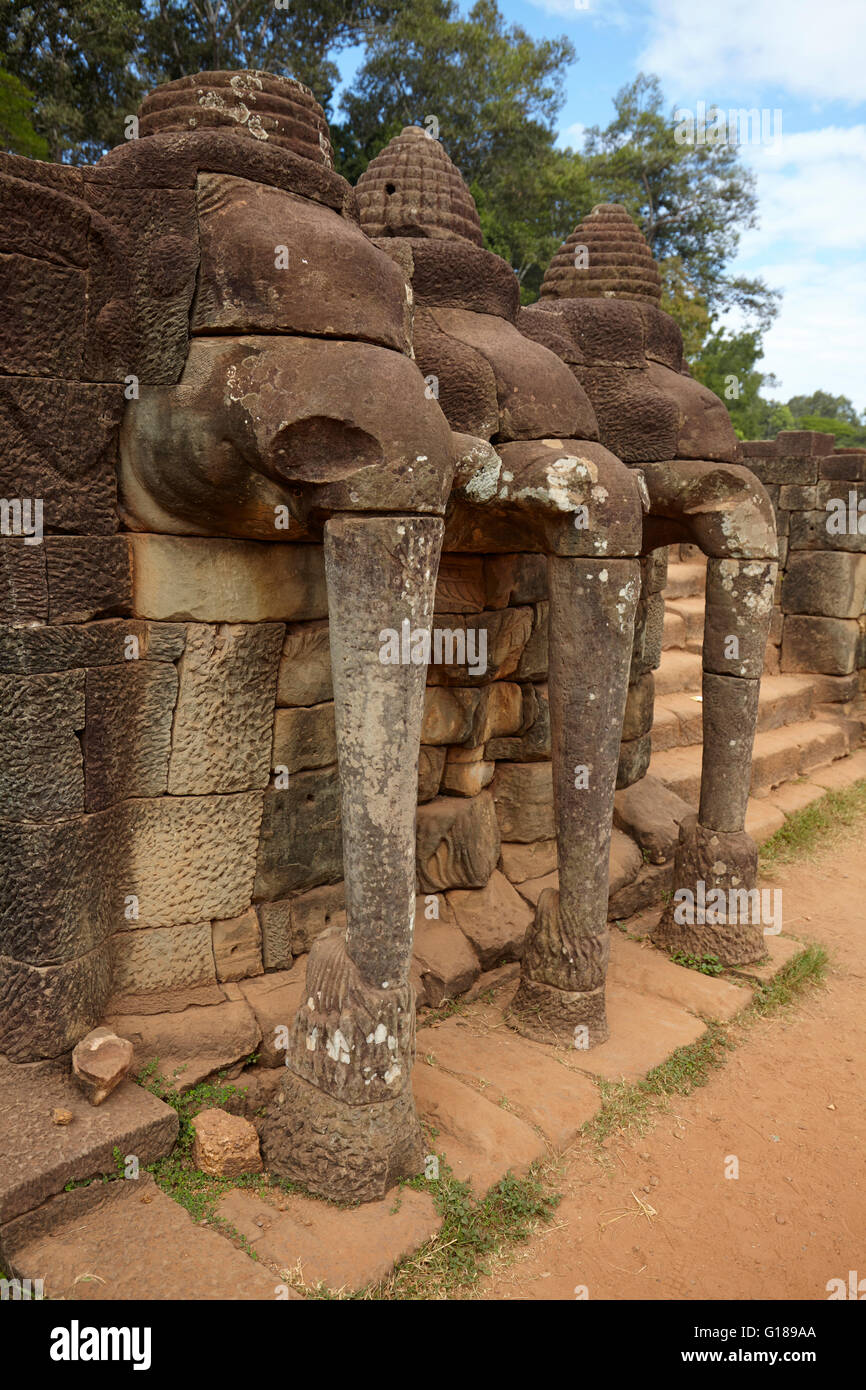 Terrazza degli Elefanti a Angkor Thom, Cambogia Foto Stock
