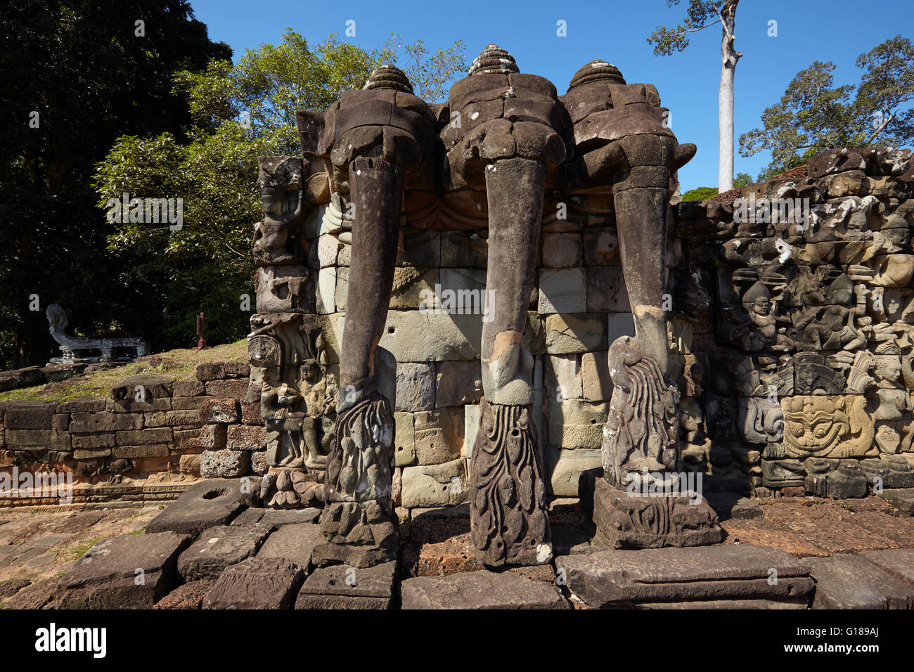 Terrazza degli Elefanti a Angkor Thom, Cambogia Foto Stock