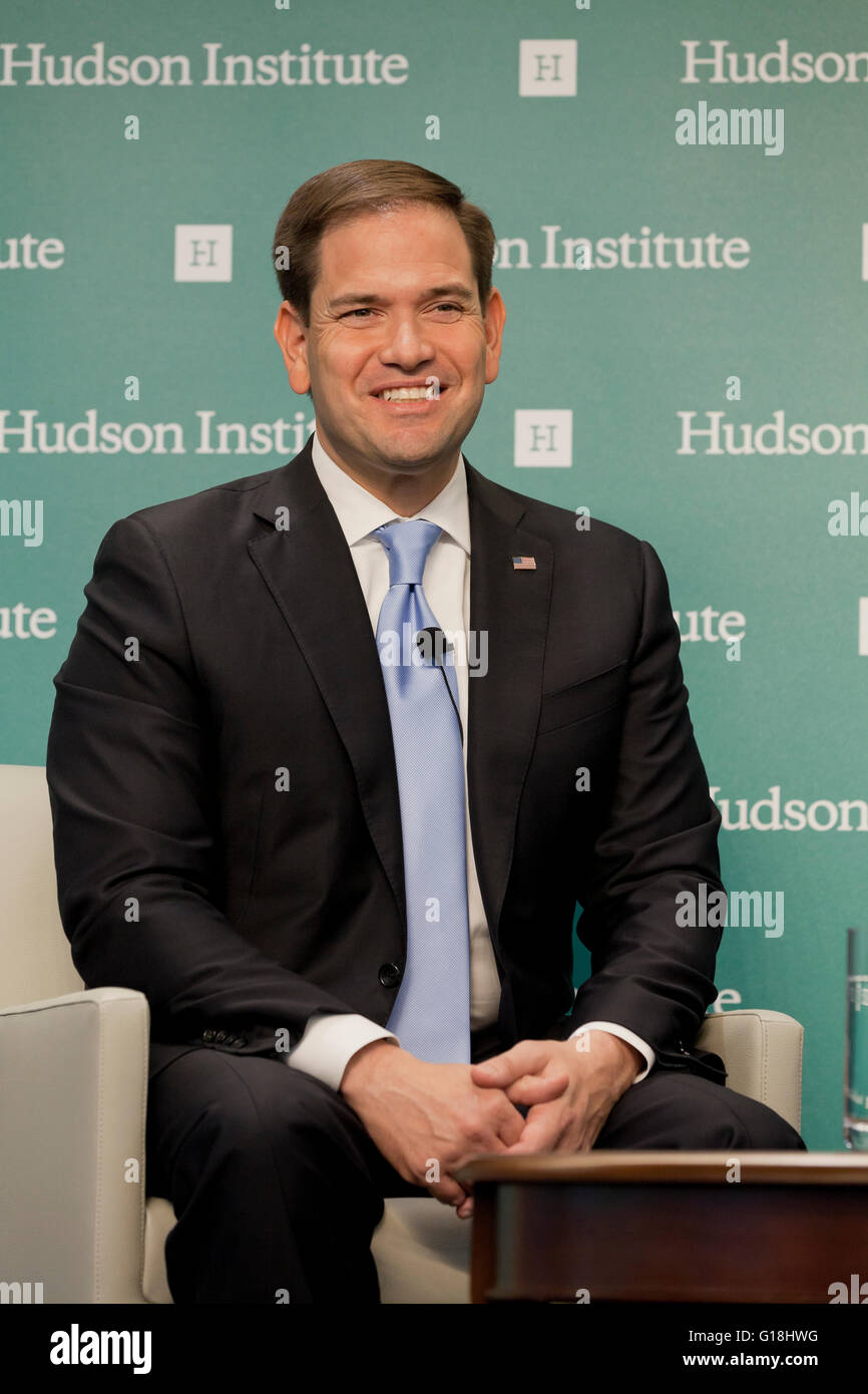 Washington, DC, Stati Uniti d'America. Il 10 maggio, 2016. Florida il senatore Marco Rubio parla a Hudson Institute sulla crisi in Medio Oriente Foto Stock