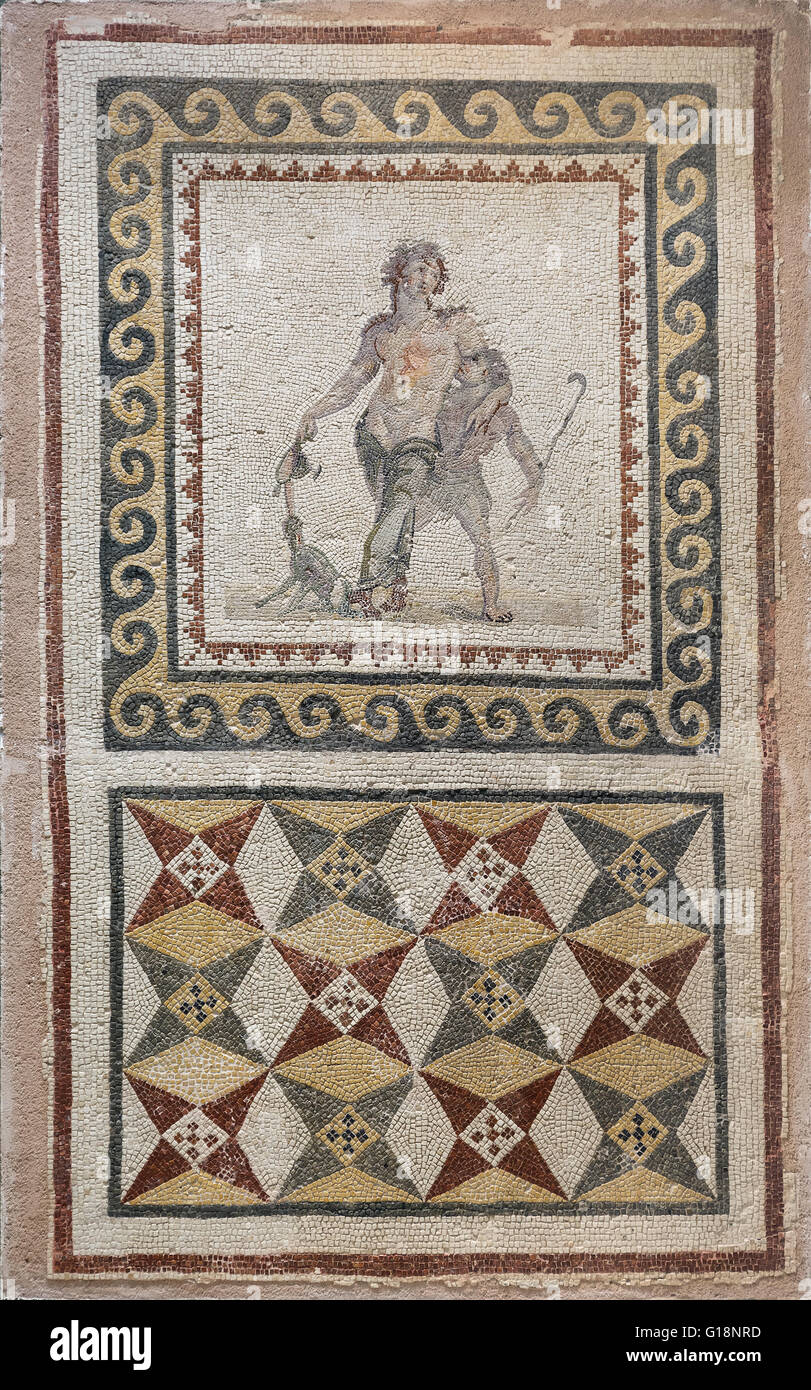 Hatay, Turchia - 21 Aprile 2016 : Nuova Hatay Museo di Archeologia, Turchia. Mosaico di drunken Dioniso Foto Stock