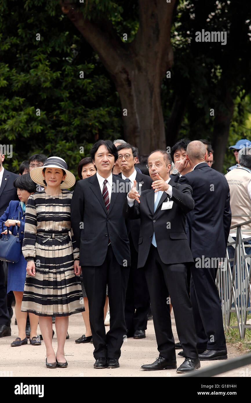 Roma 11 Maggio 2016. Il principe e la principessa Akishino del Giappone in visita ai Fori Imperiali. Photo Samantha Zucchi Insidefoto Foto Stock