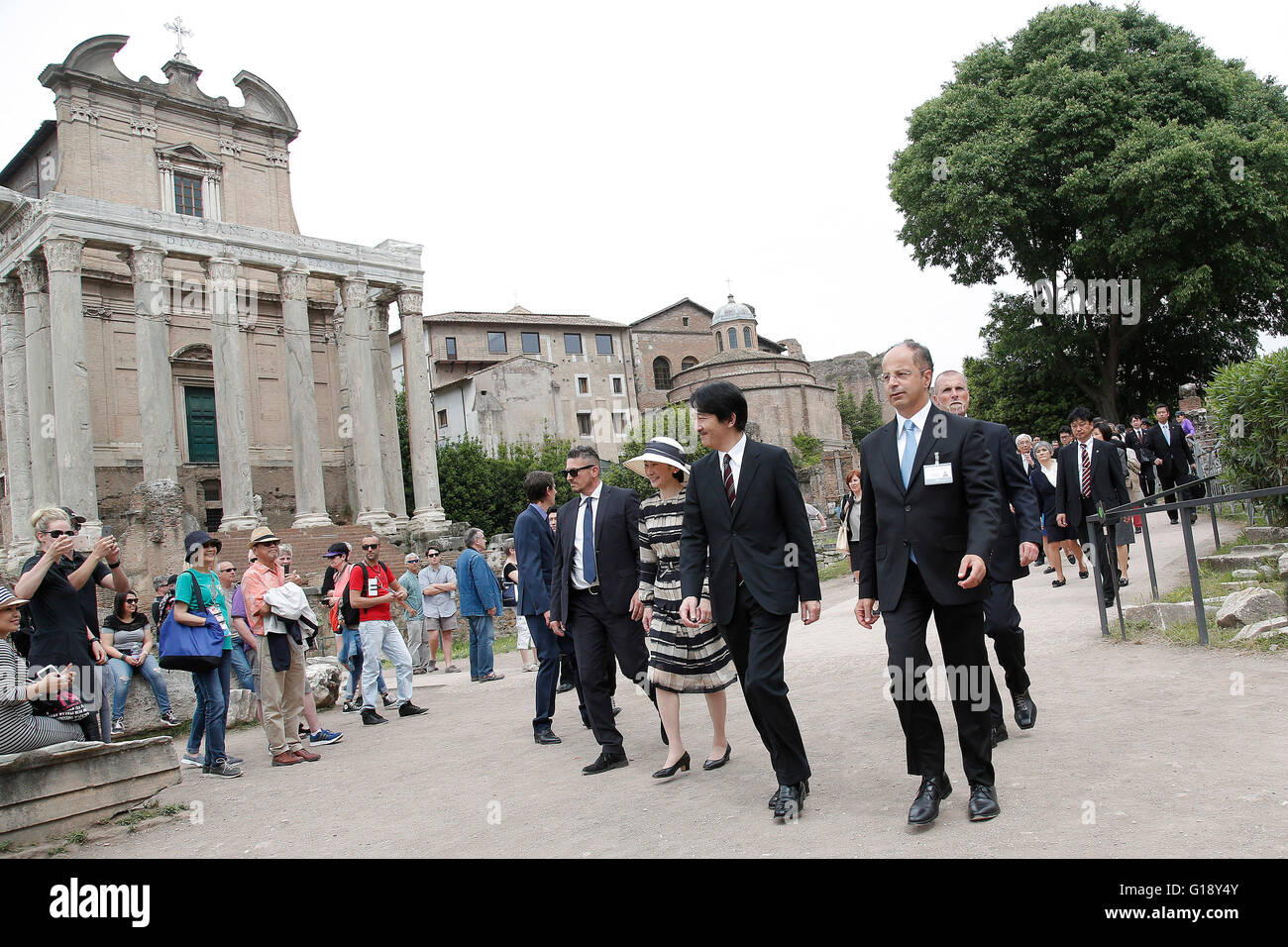 Roma 11 Maggio 2016. Il principe e la principessa Akishino del Giappone in visita ai Fori Imperiali. Photo Samantha Zucchi Insidefoto Foto Stock