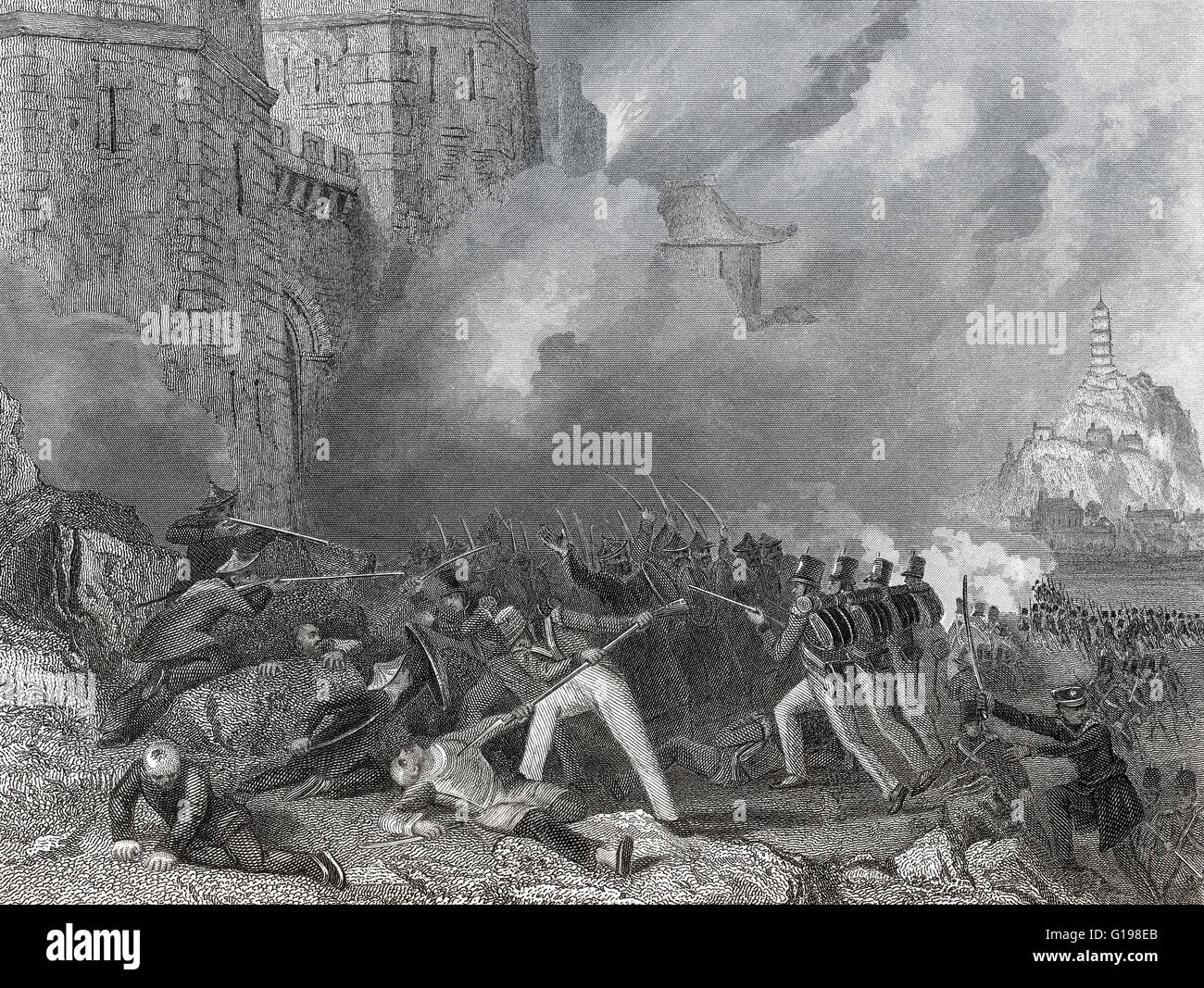 Le truppe britanniche di catturare Chin-Keang-Foo, la battaglia di Chinkiang, 1842, prima guerra oppio Foto Stock Le truppe britanniche di catturare Chin-Keang-Foo, la battaglia di Chinkiang, 1842, prima guerra oppio Foto Stock