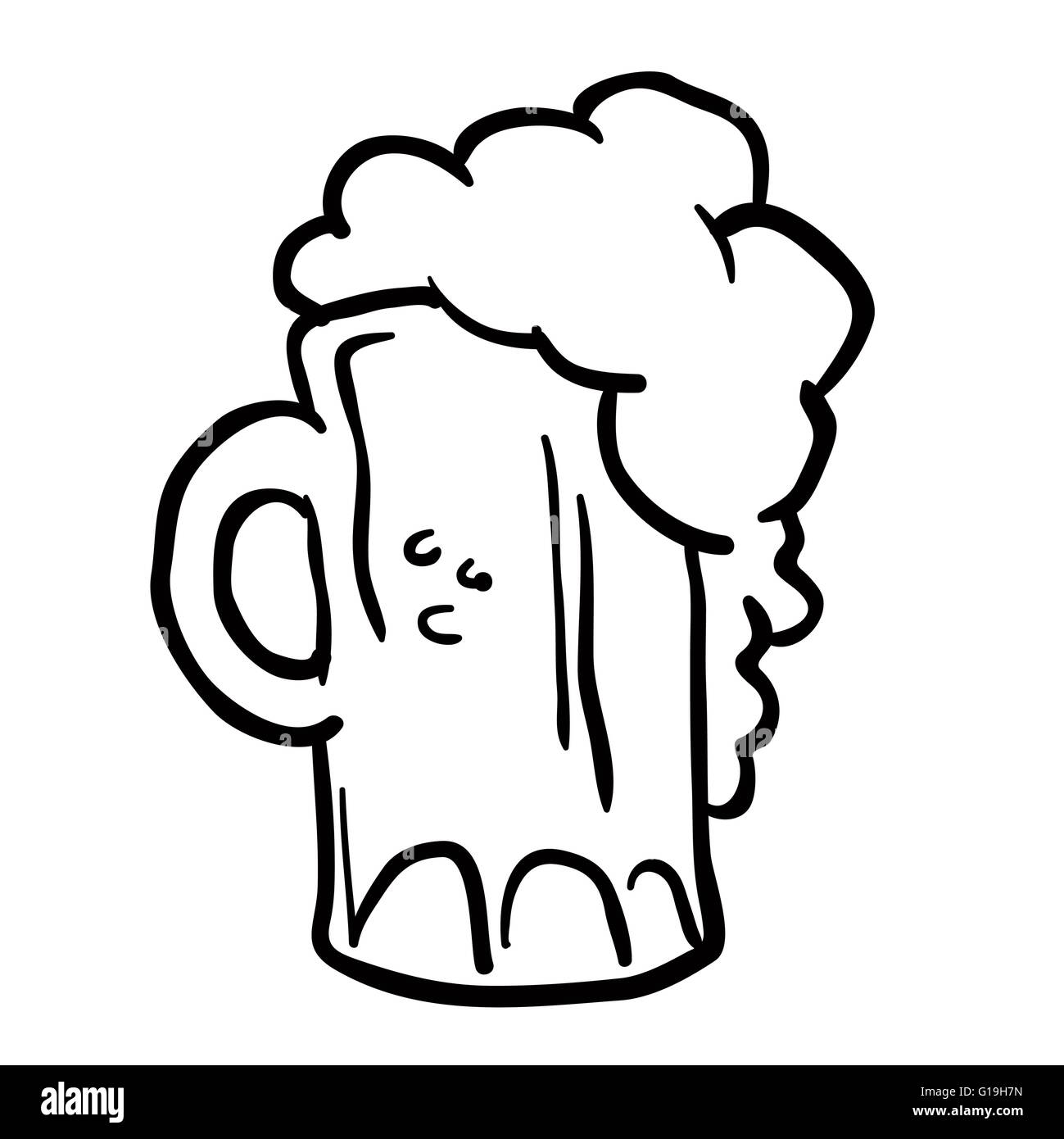 In bianco e nero la birra cartoon Illustrazione Vettoriale