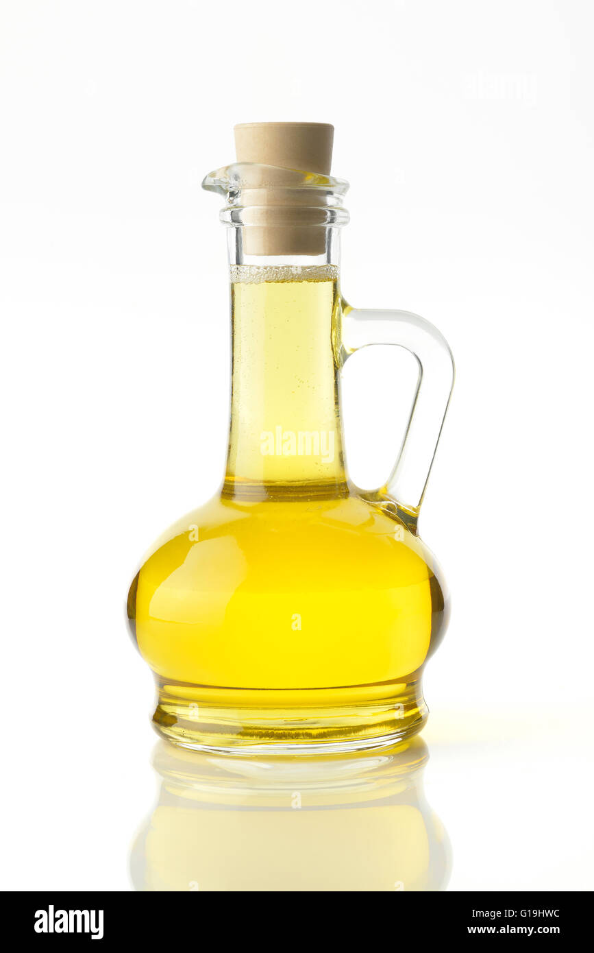 Olio di cottura su sfondo bianco Foto Stock