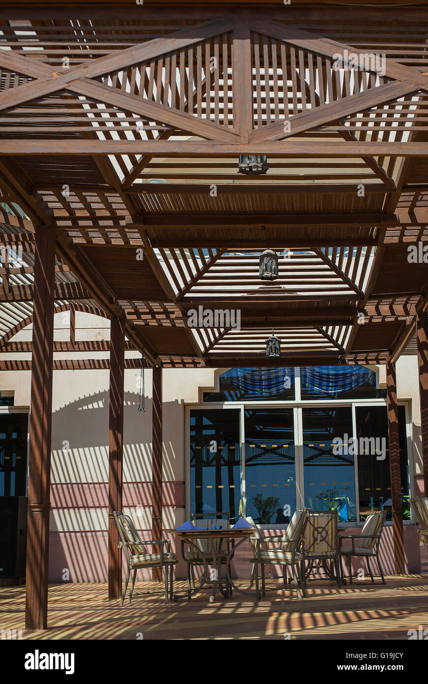 Estate outdoor cafe terrazza Foto Stock