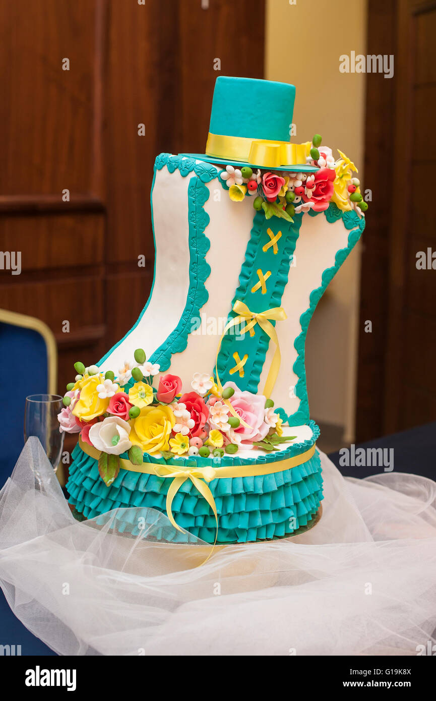 Moderna torta di nozze Foto Stock