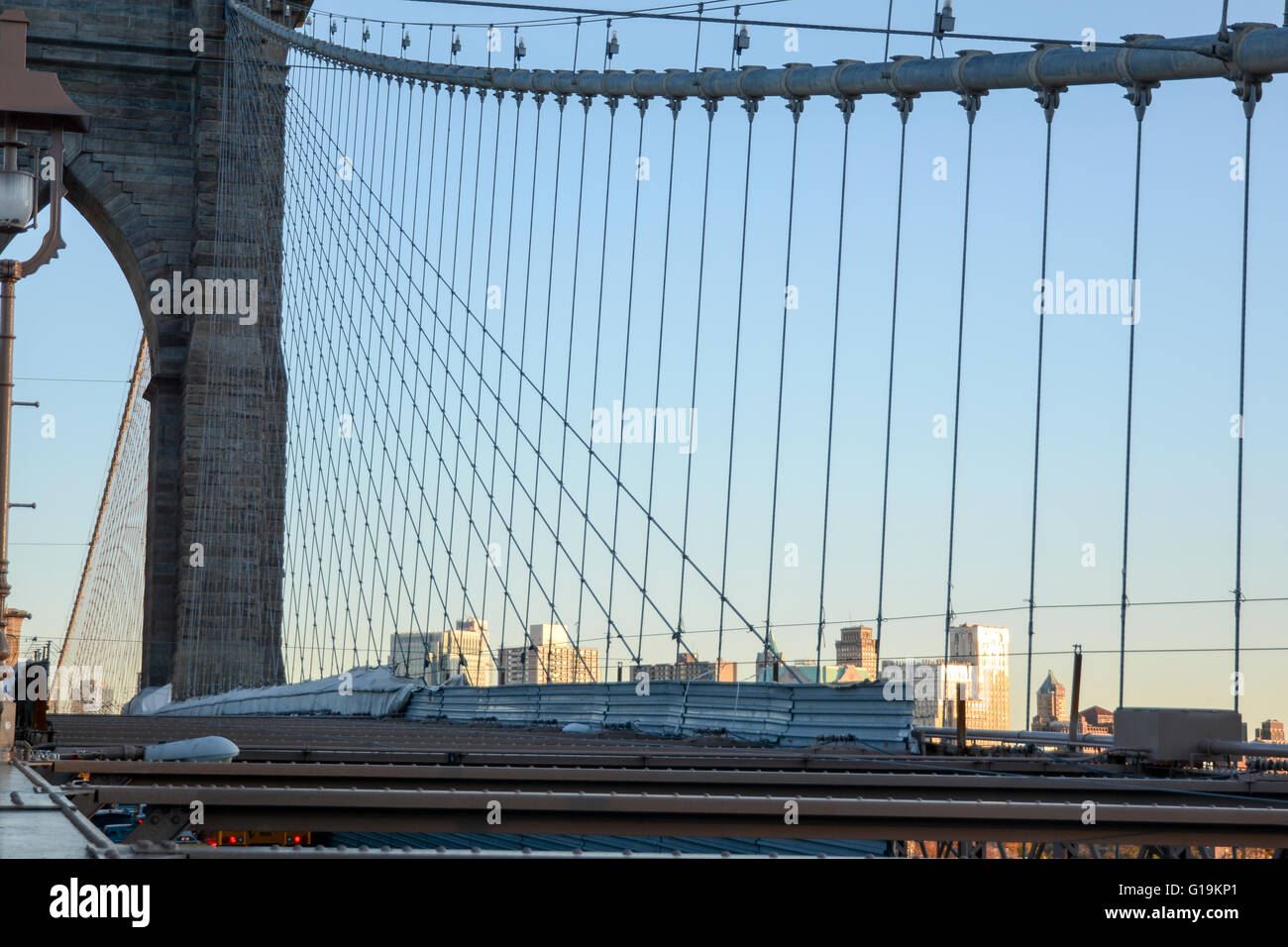 Ponte di Brooklyn, Manhattan, New York, New York, Stati Uniti d'America Foto Stock