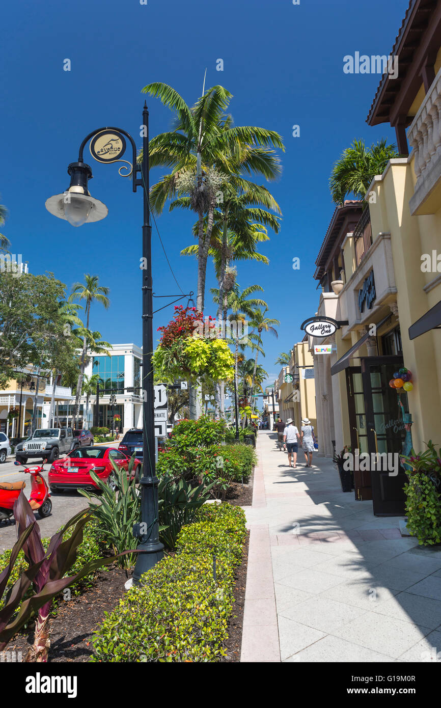 Quinta Avenue South Naples, Florida USA Foto Stock