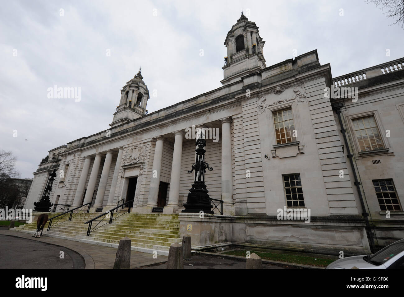 Il Cardiff City Hall - Regno Unito Foto Stock