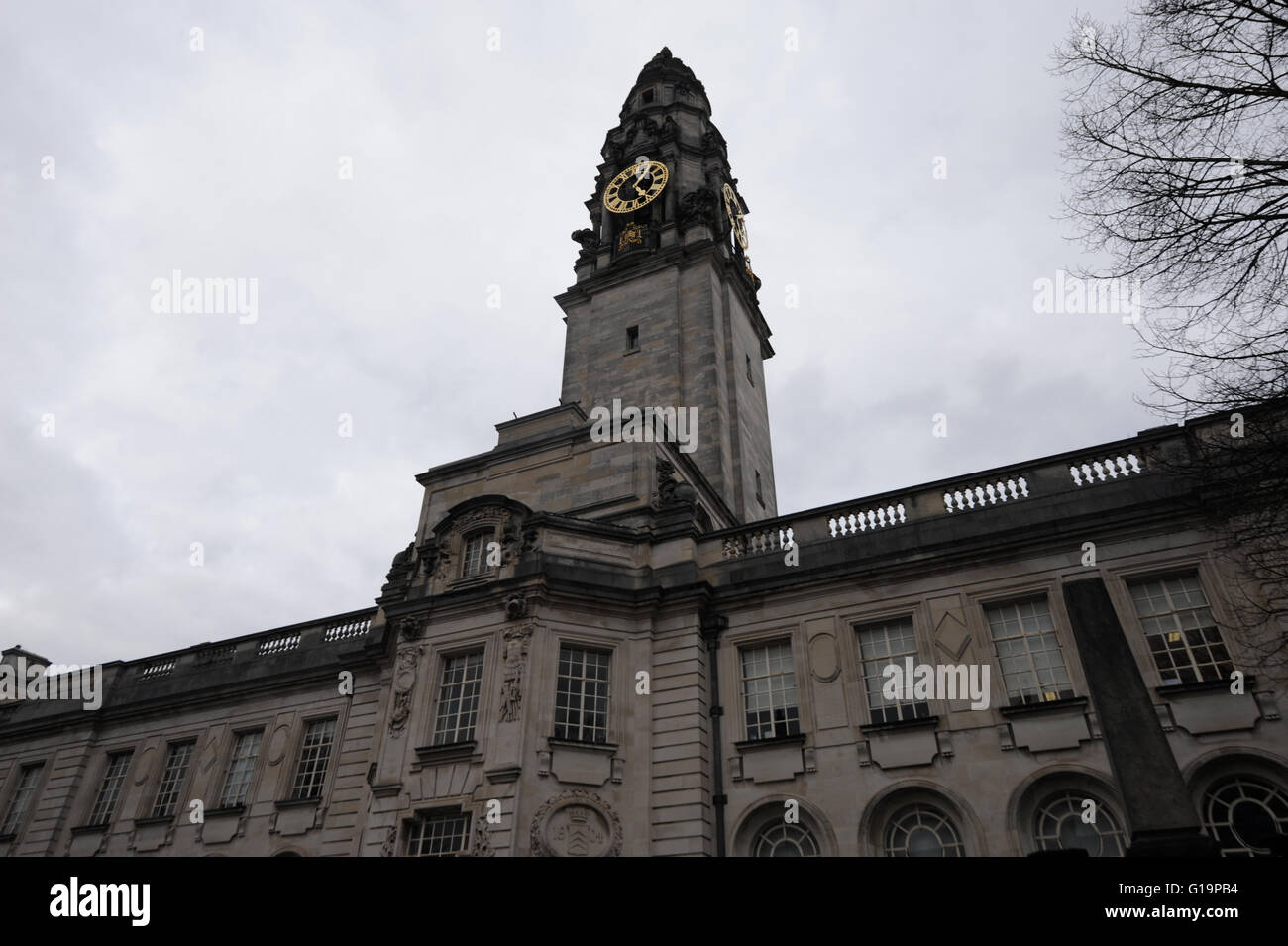 Il Cardiff City Hall - Regno Unito Foto Stock