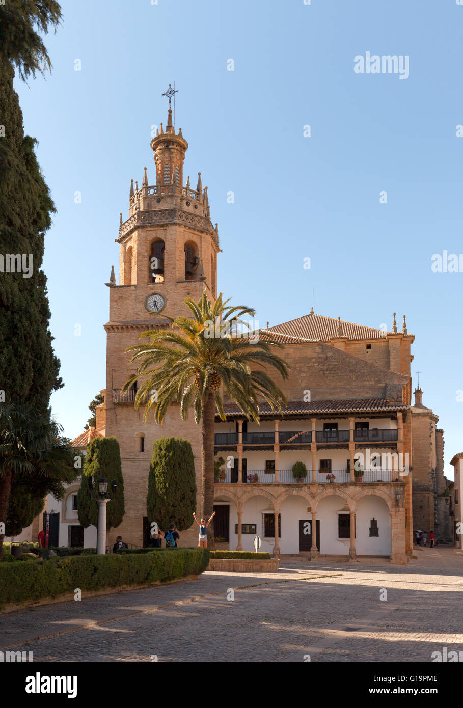 La Chiesa di Santa Maria la Mayor, Ronda, Andalusia Spagna Foto Stock