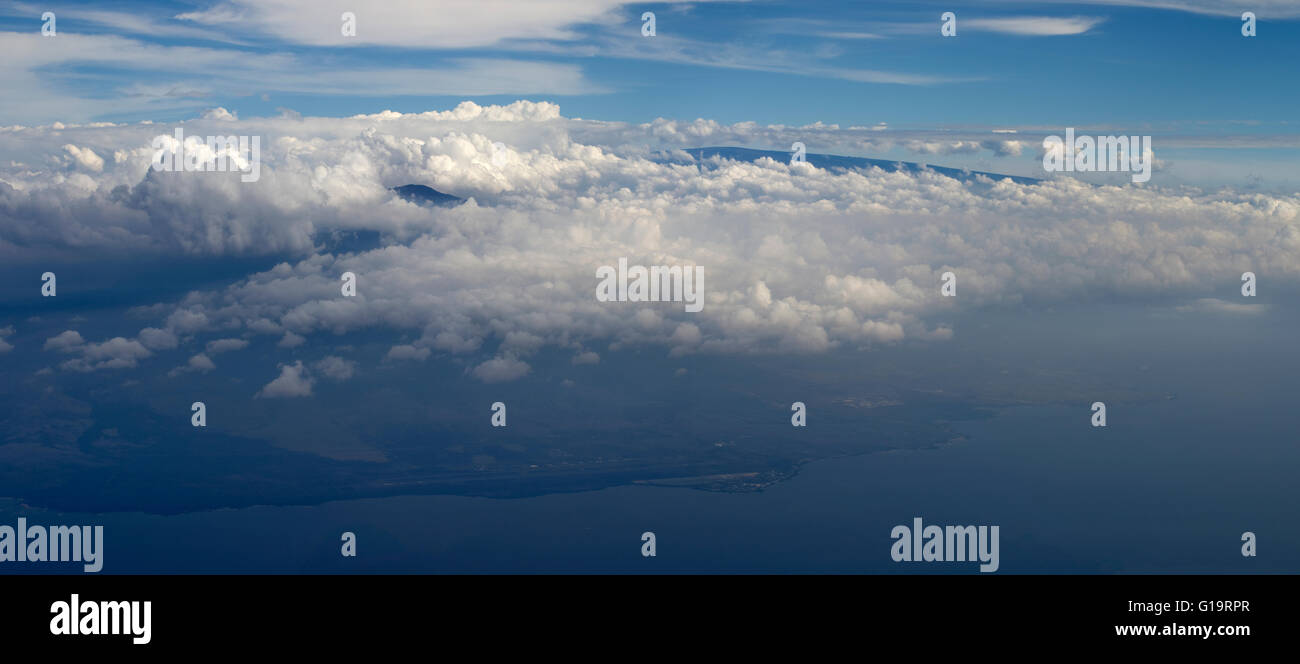 Vista areale, Big Island delle Hawaii, Isola delle Hawaii (Hawai'i), come si vede dal cielo. Foto Stock