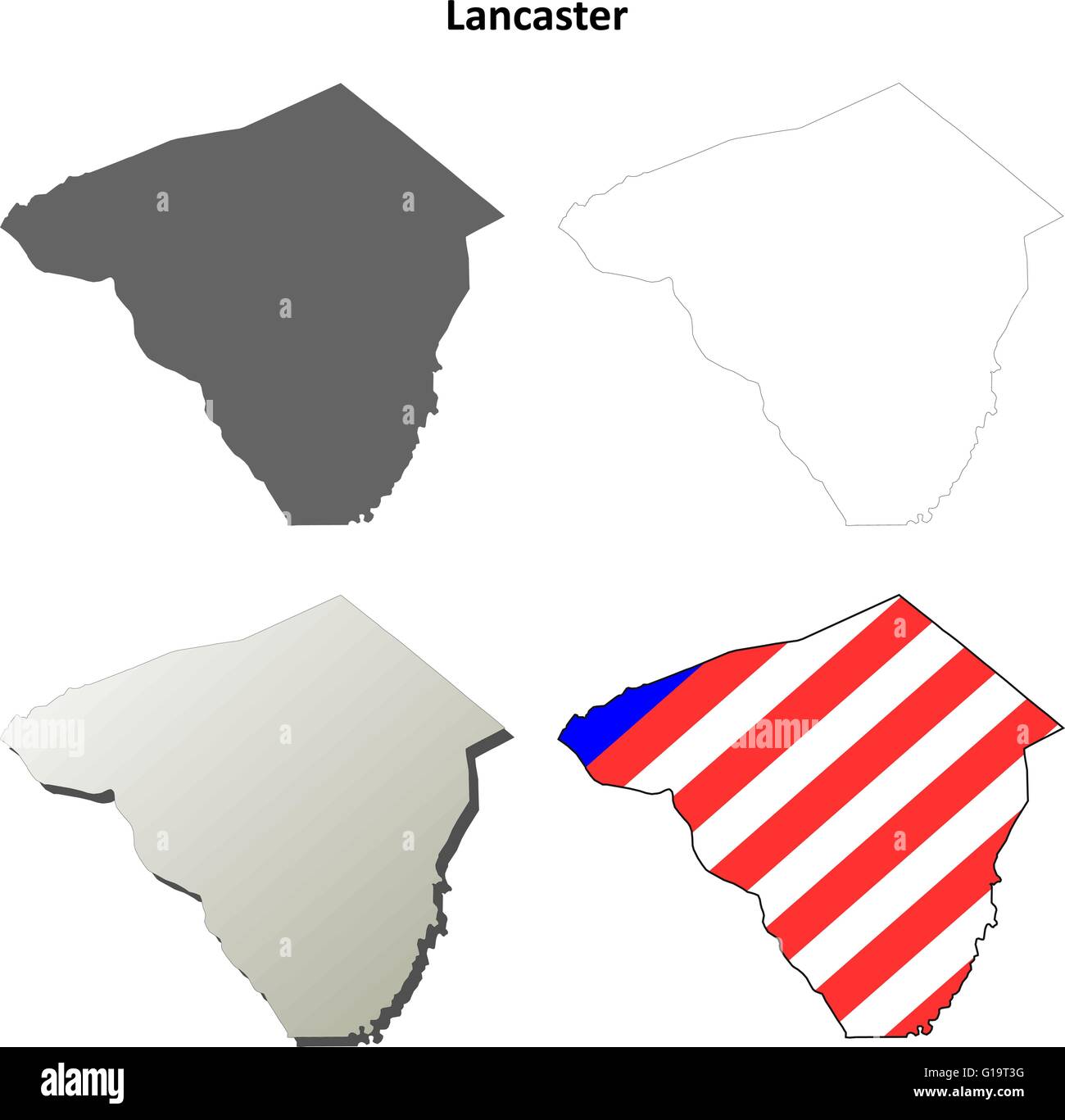 Lancaster County, Pennsylvania mappa di contorno impostato Illustrazione Vettoriale