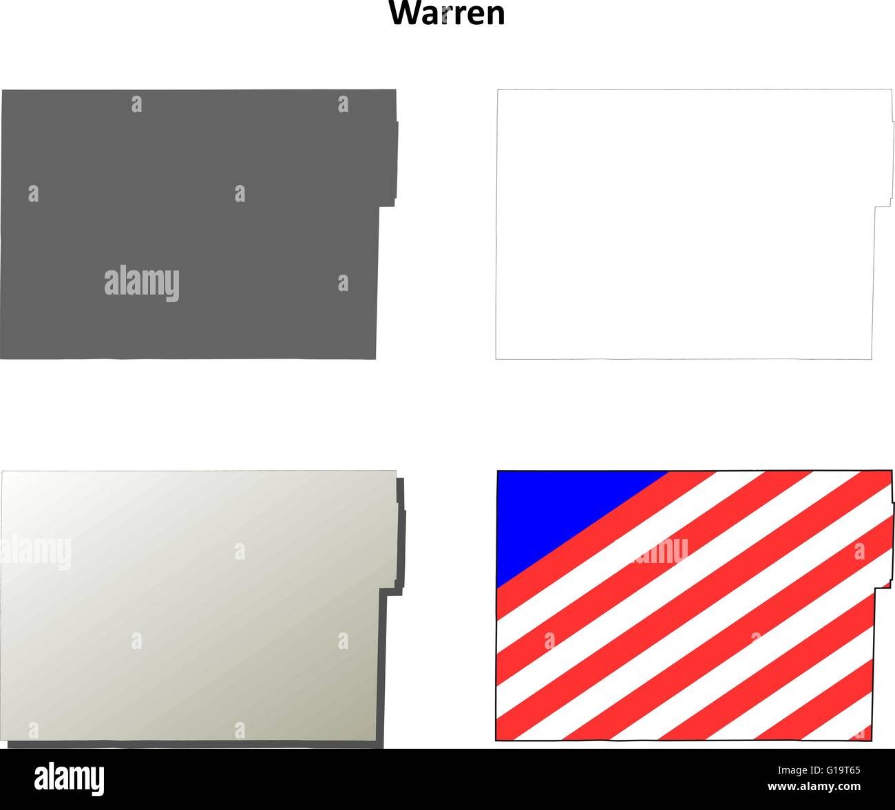 Contea di Warren, Pennsylvania mappa di contorno impostato Illustrazione Vettoriale