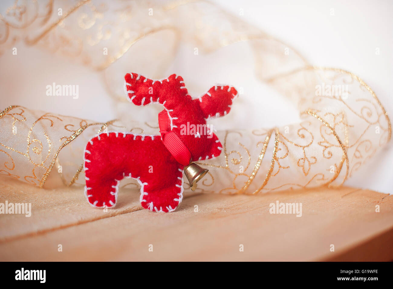 Cervi Di Natale fatti a mano in pile Foto Stock