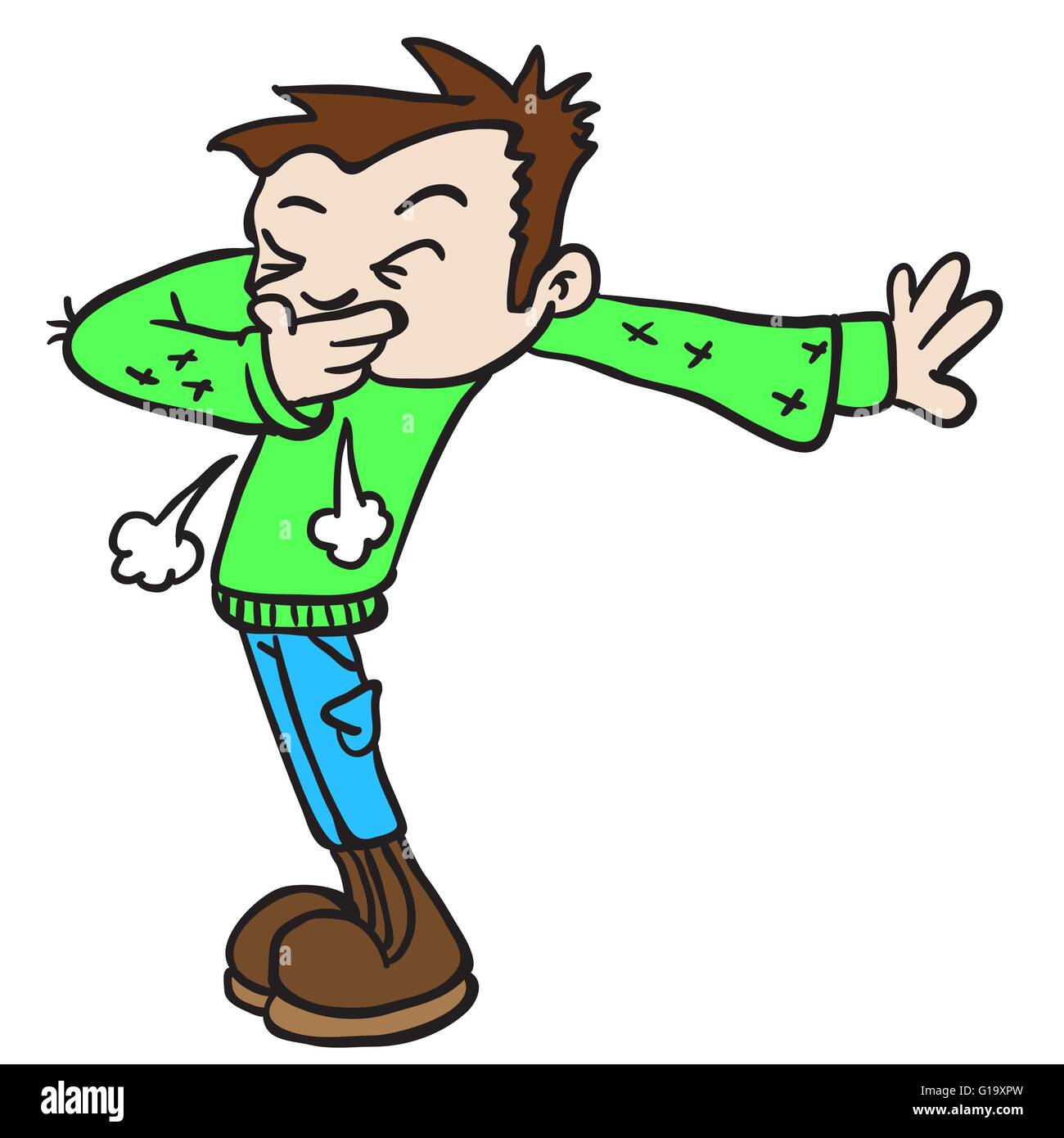 Ragazzo starnuto cartoon Illustrazione Vettoriale