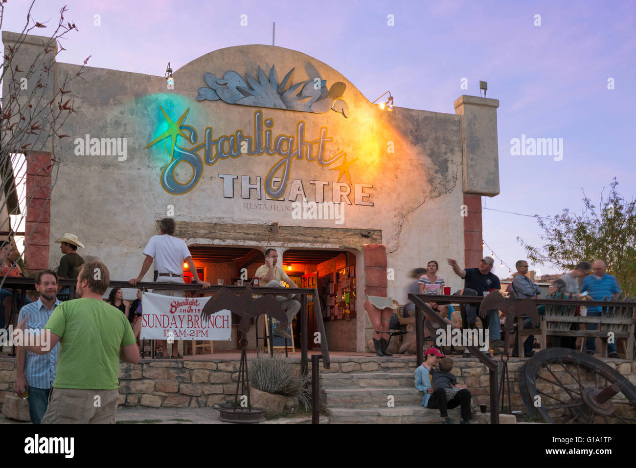 Teatro Starlight ristorante e salone in Terlingua, Texas. Foto Stock