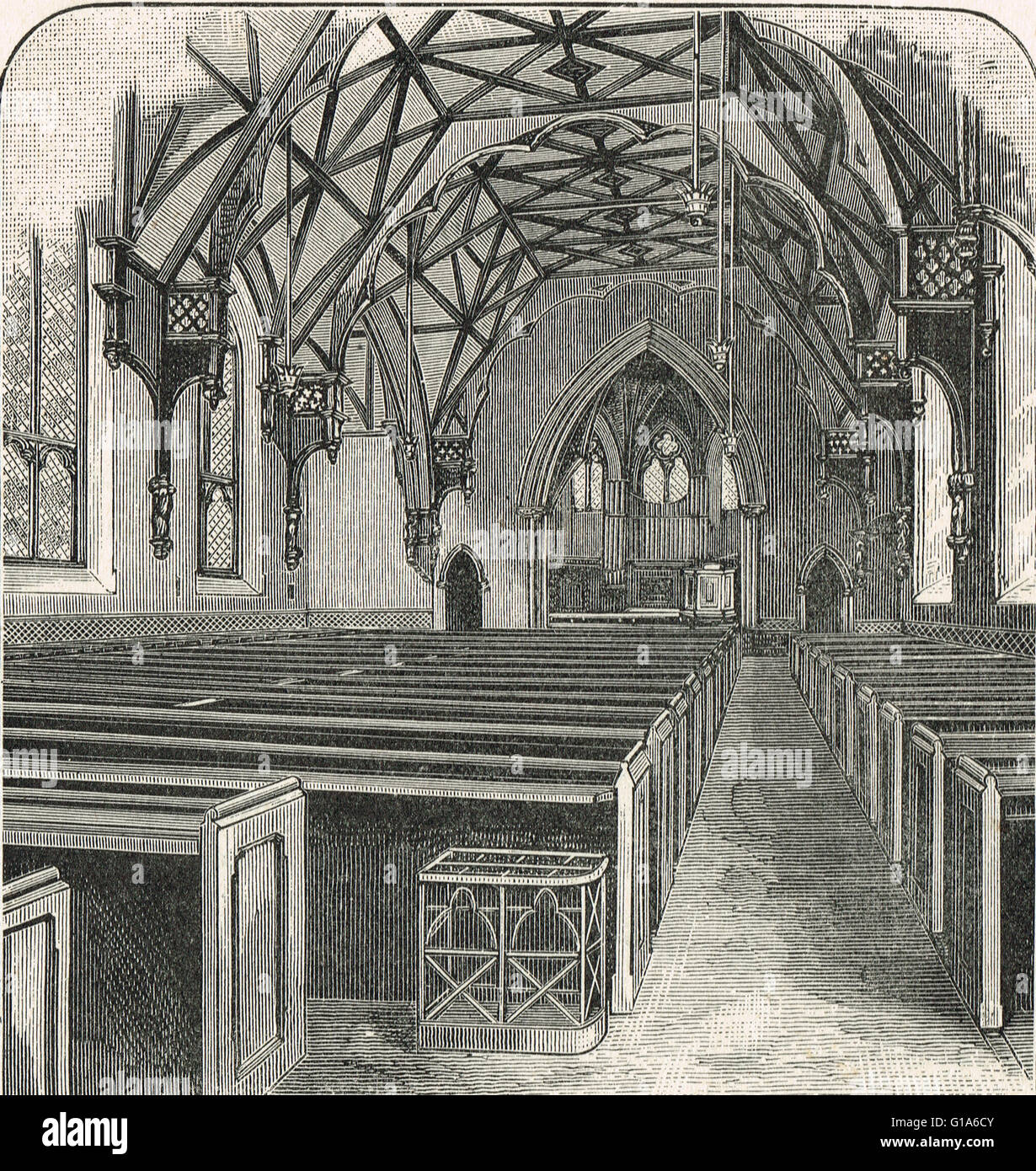 Interno della Cappella Tyndale, Bristol del XIX secolo l'incisione Foto Stock