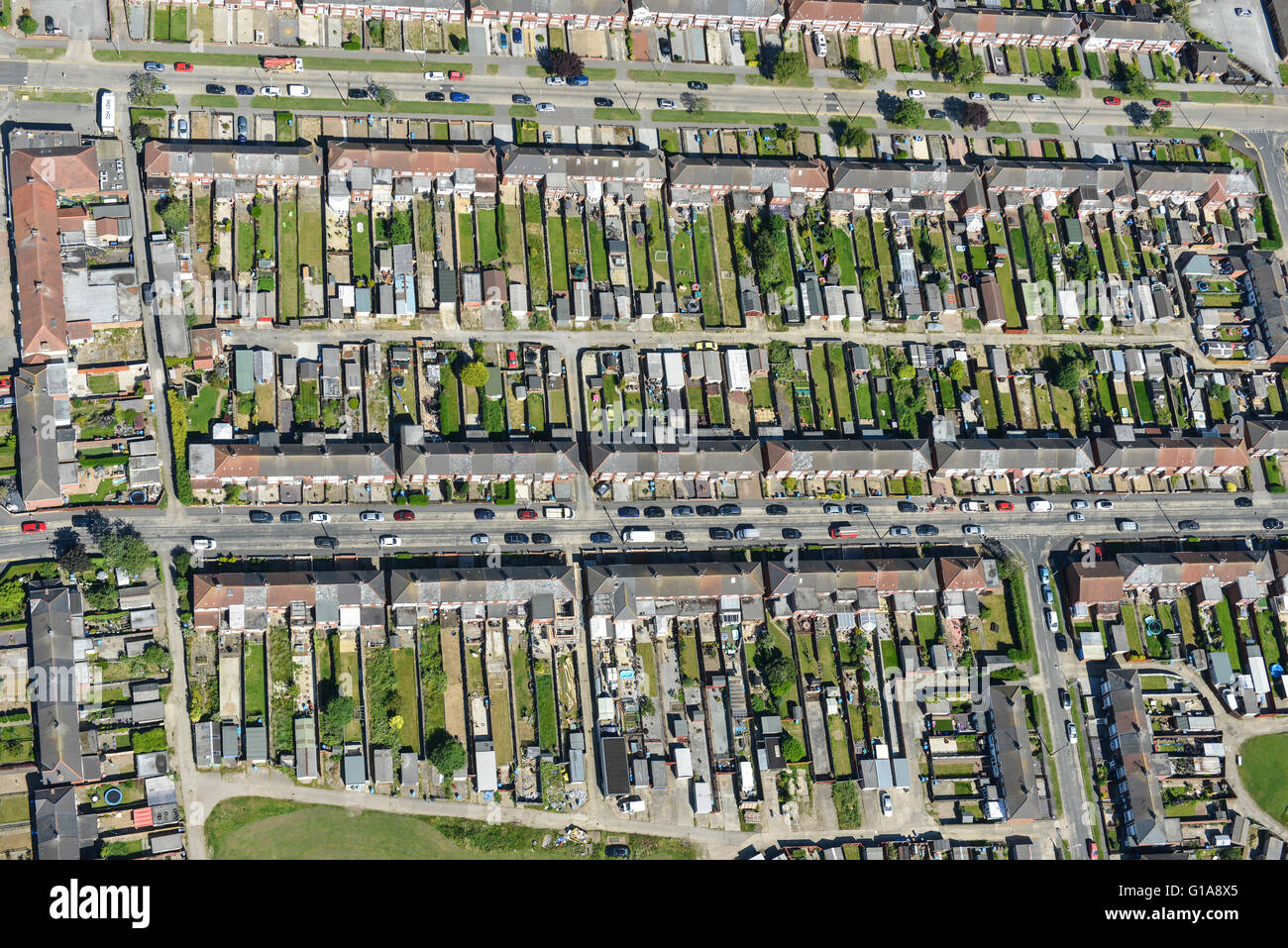 Una veduta aerea dei modelli di strade in Willerby area di Hull Foto Stock