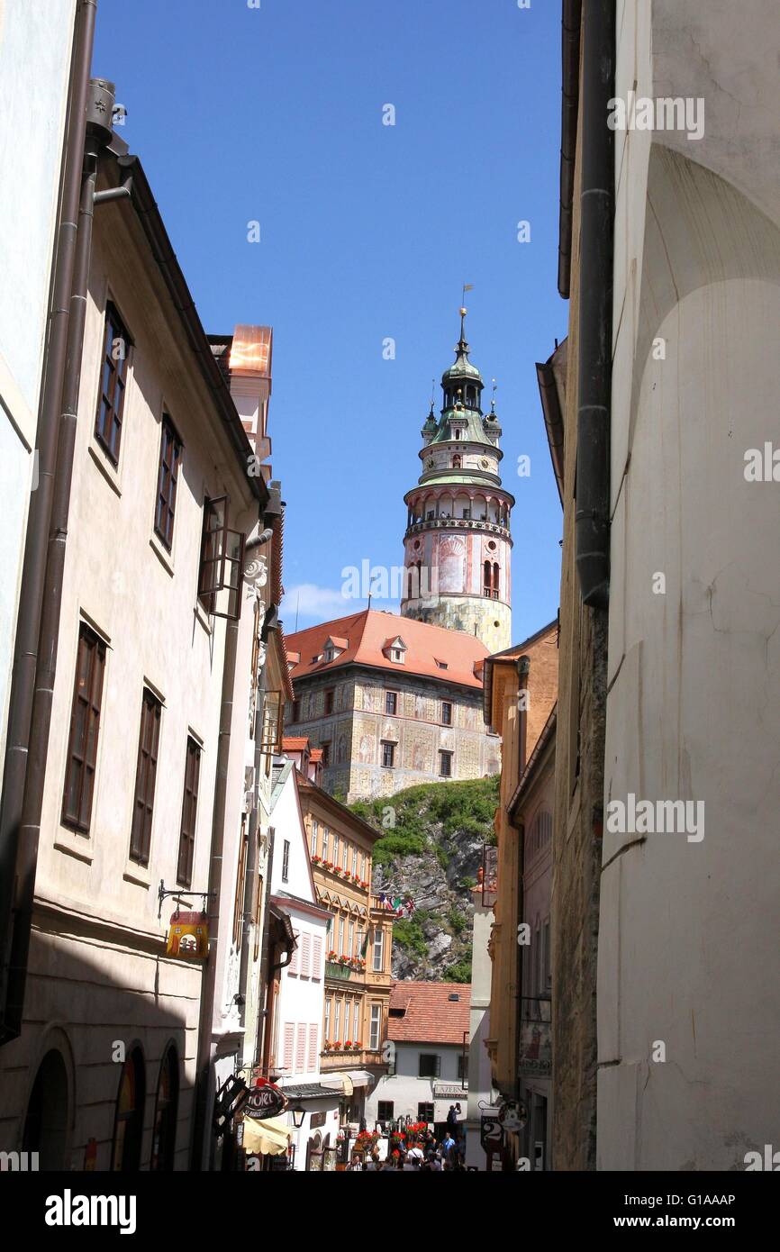Cesky Krumlov, Repubblica Ceca: Vista della città Foto Stock