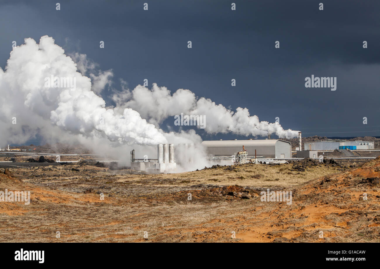 Impianto di energia geotermica si trova nella parte sud-ovest dell'Islanda. Foto Stock