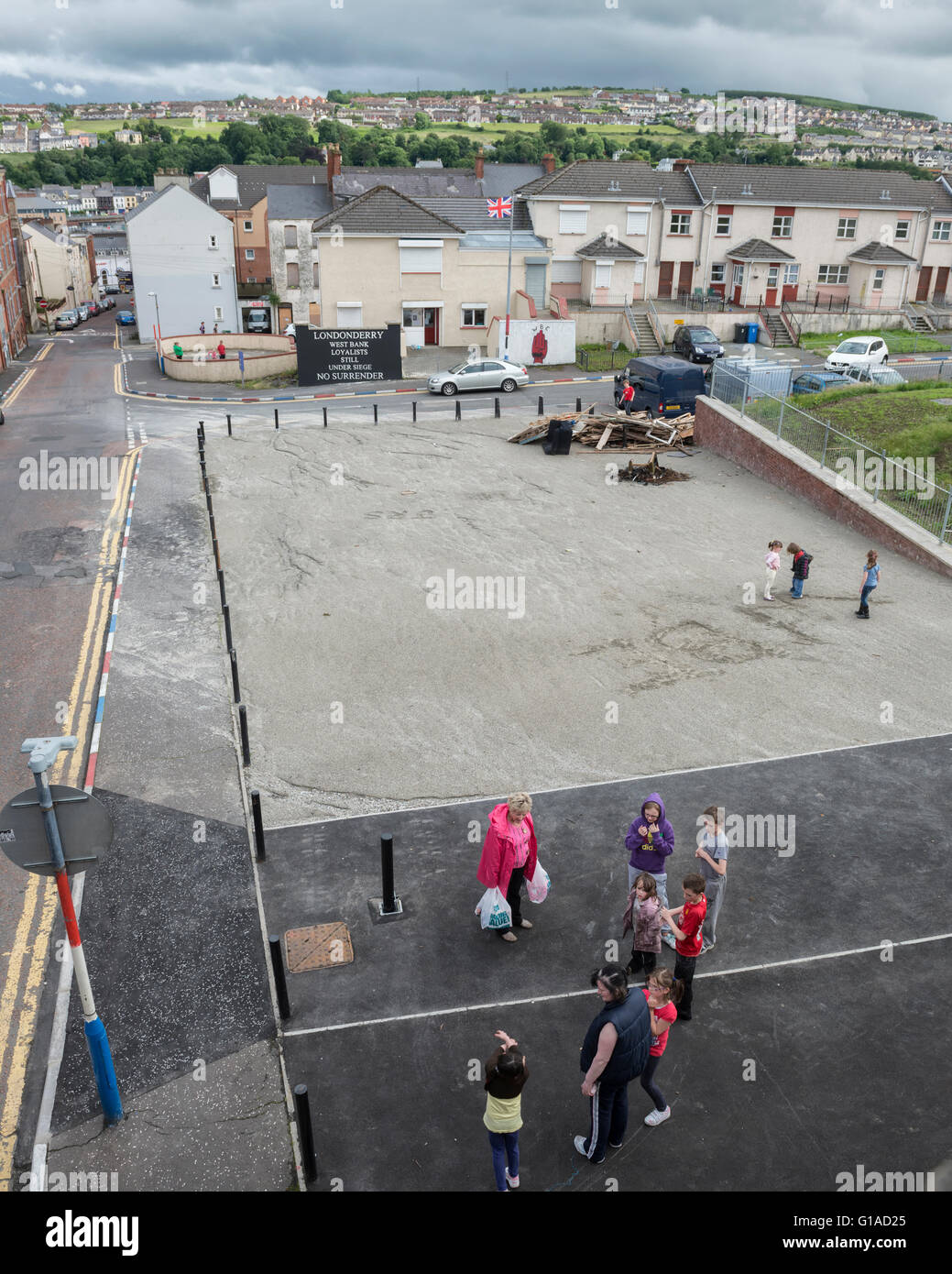 Cisgiordania vista dalle mura della città. Derry Londonderry. L'Irlanda del Nord. Regno Unito. Europa Foto Stock