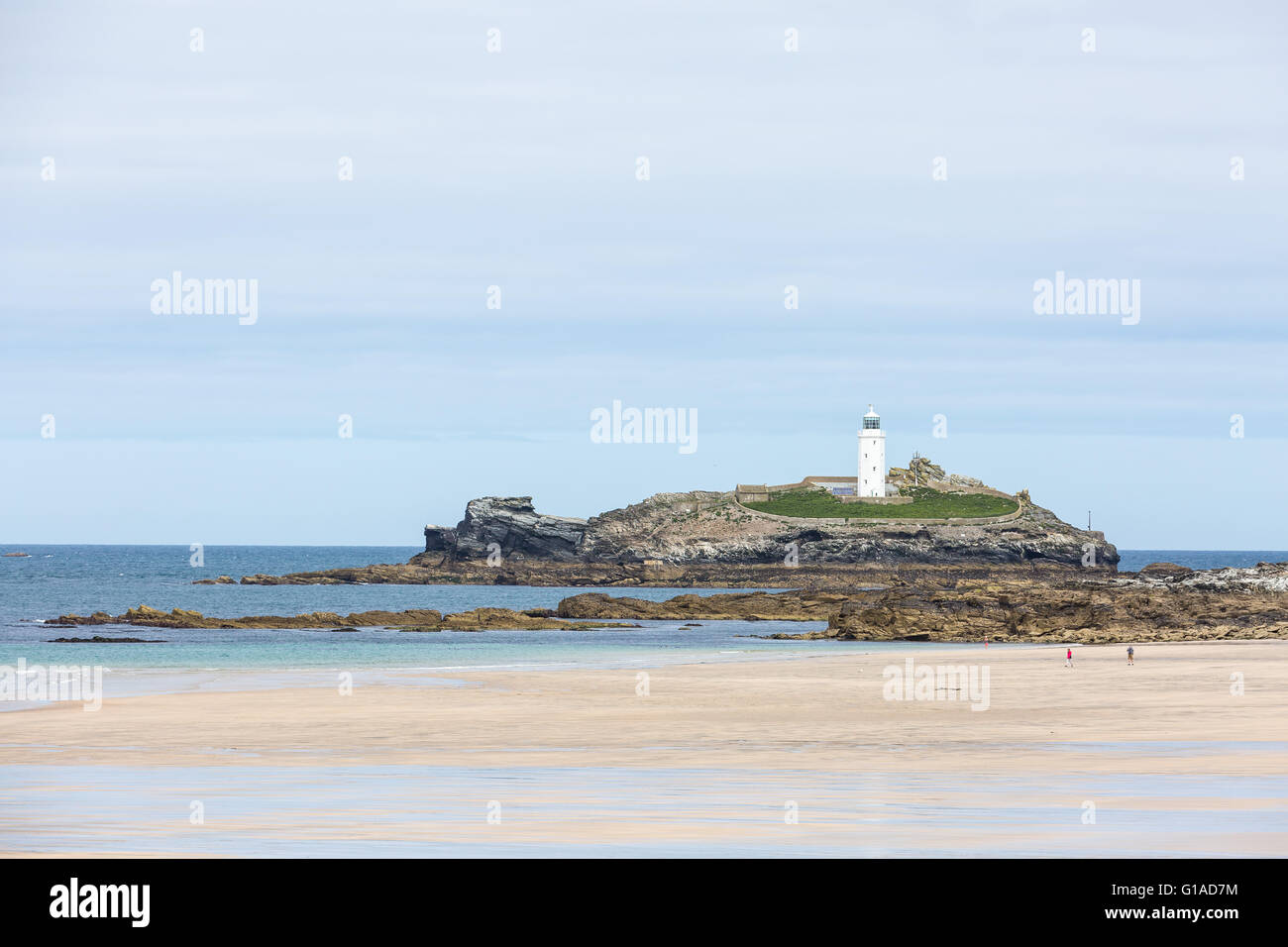 Il faro di Godrevy, Cornwall, Regno Unito. Foto Stock